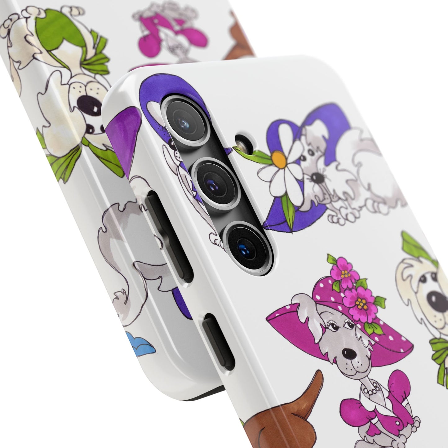 Fancy Dog Line Up White Phone Case