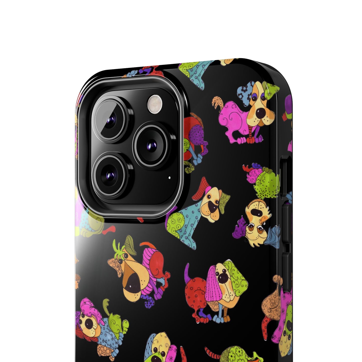 Tossed Happy Dogs Black Phone Case
