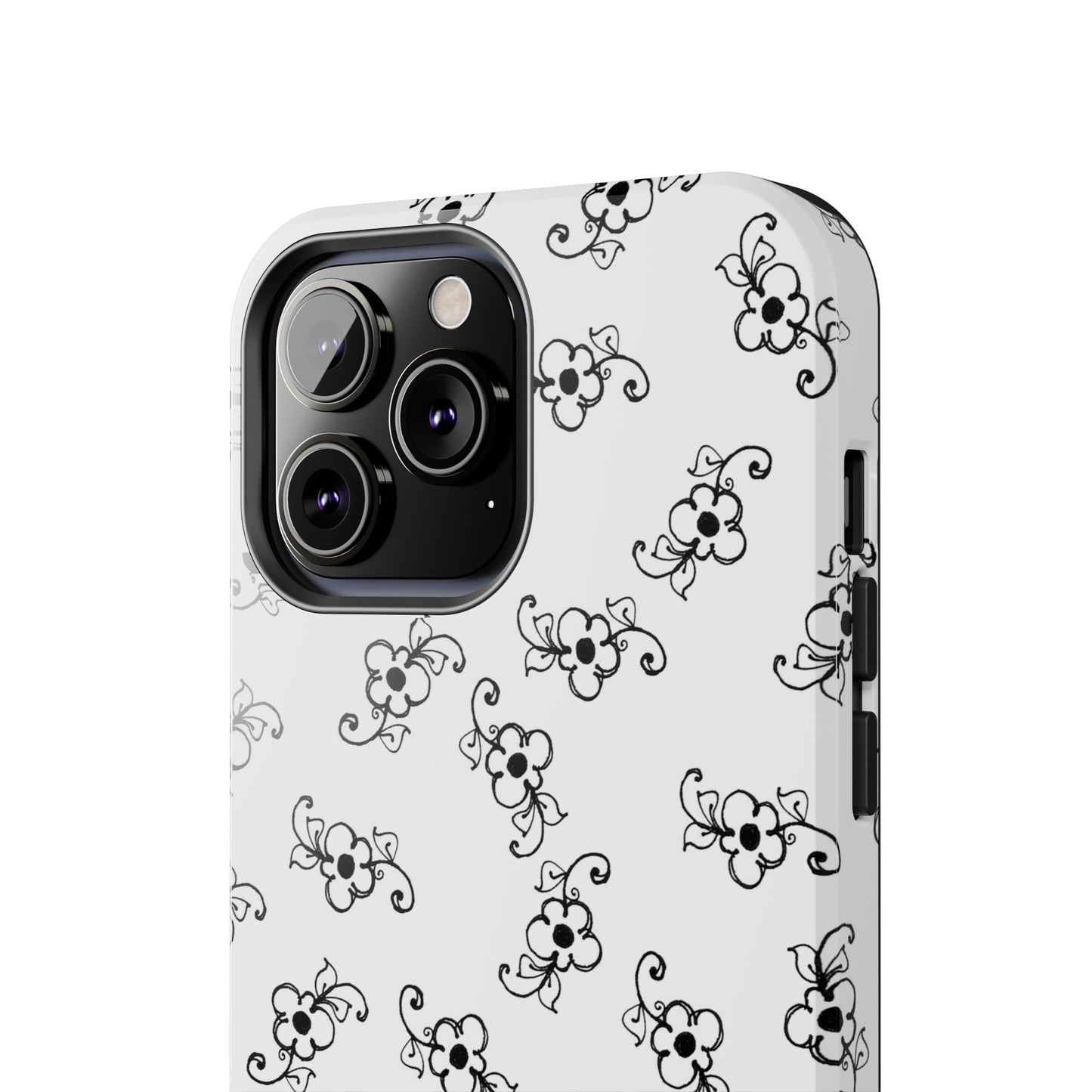 Daisy Scroll White / Black Phone Case