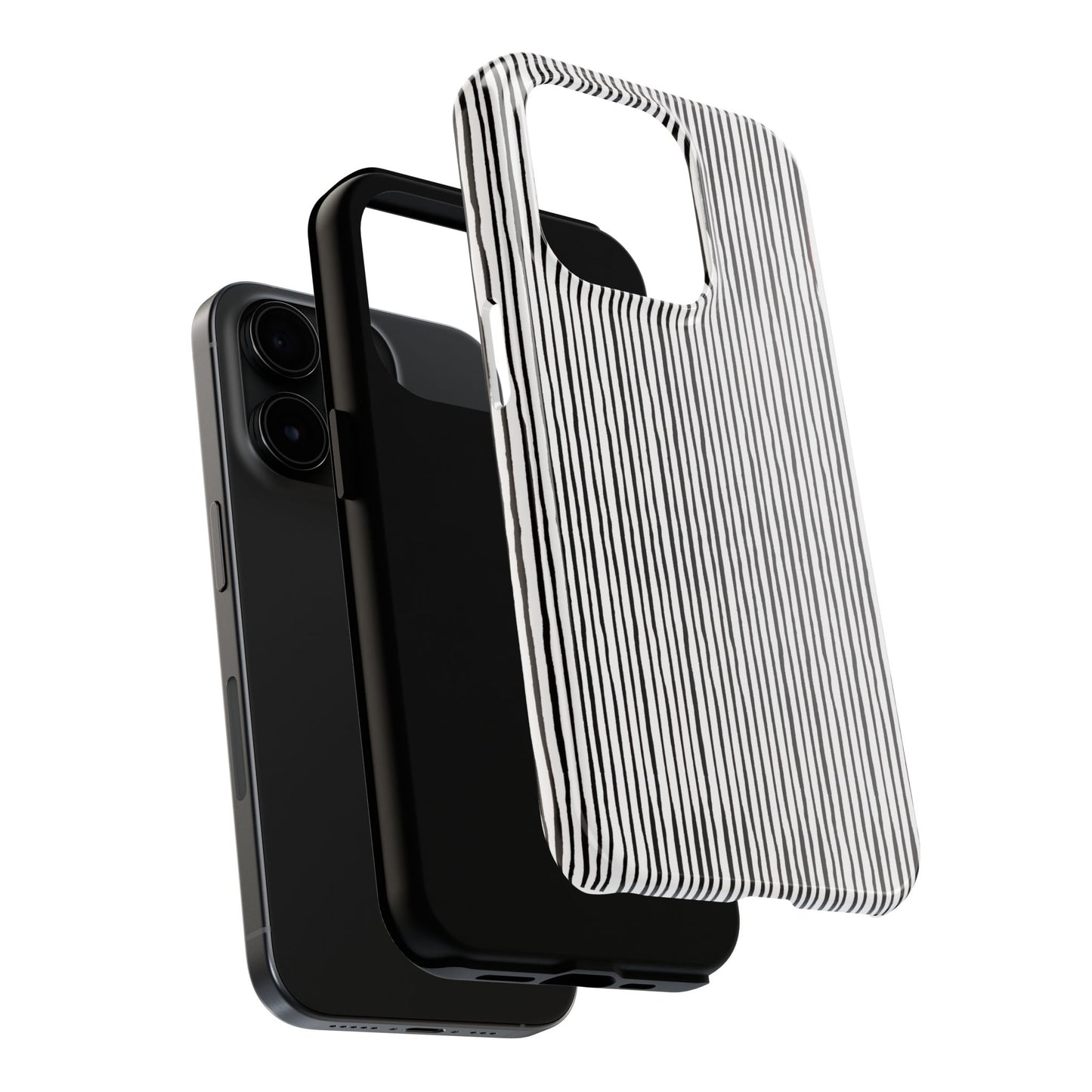Quirky Pin Stripe White / Black Phone Case