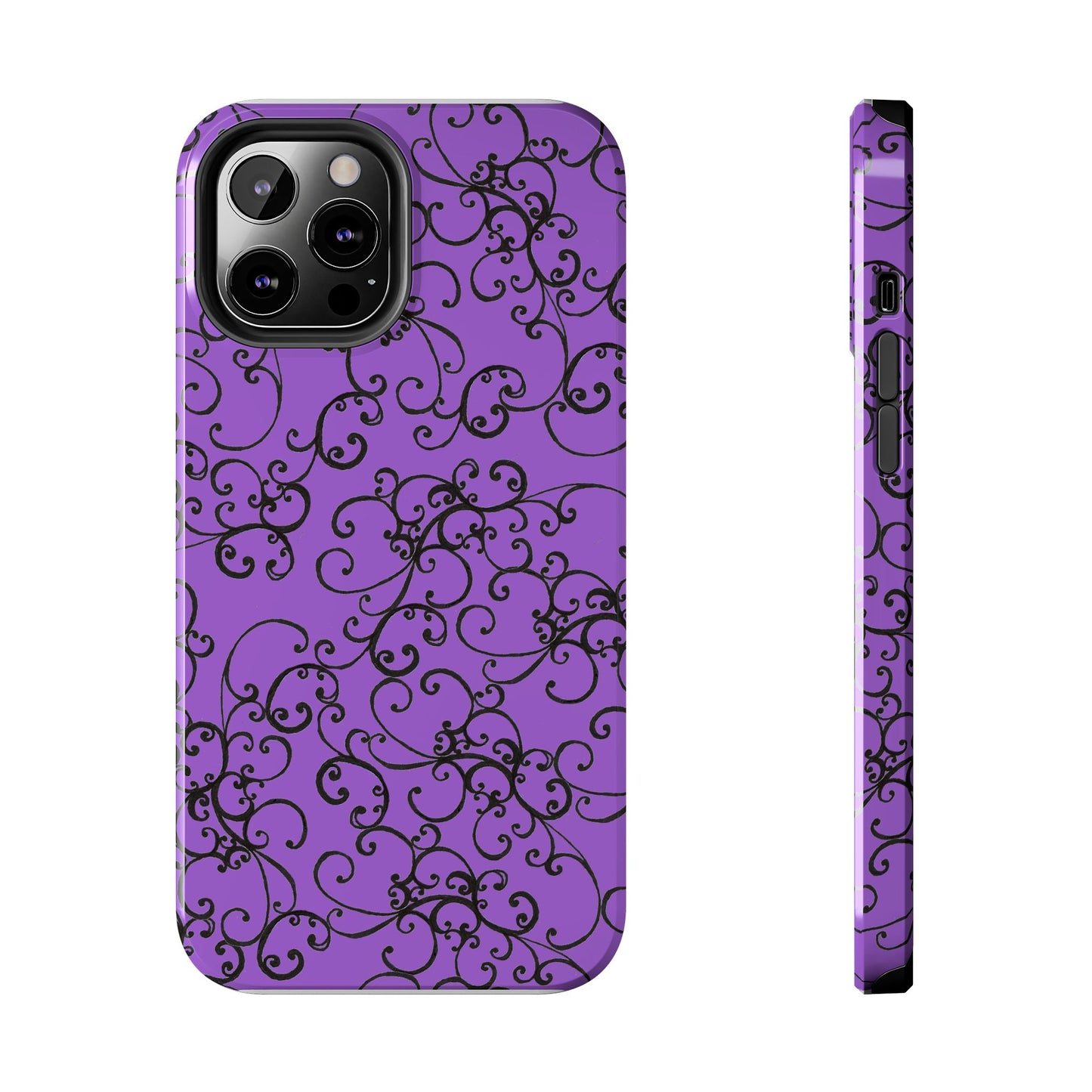Elegant Scroll Purple / Black Phone Case