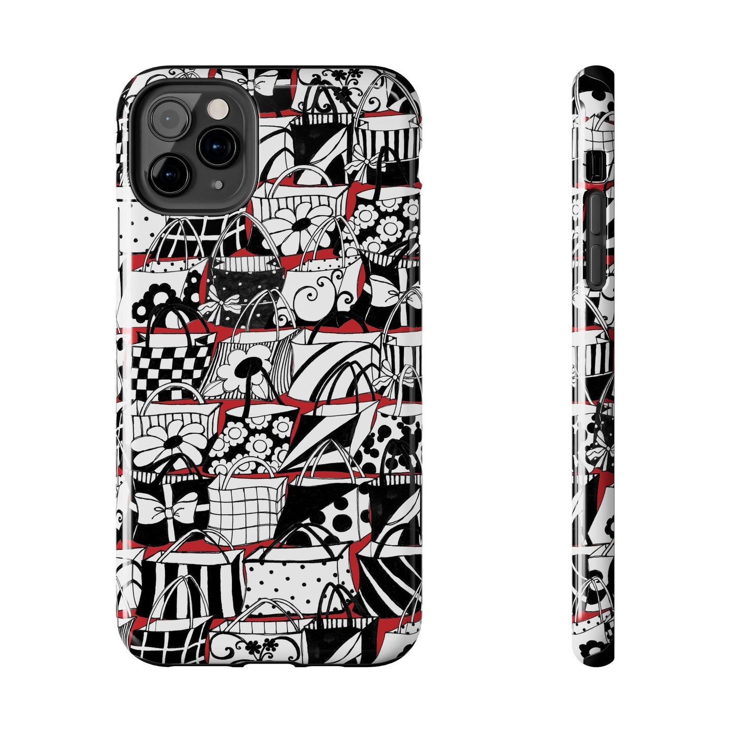Totally Black, White & Red Phone Case