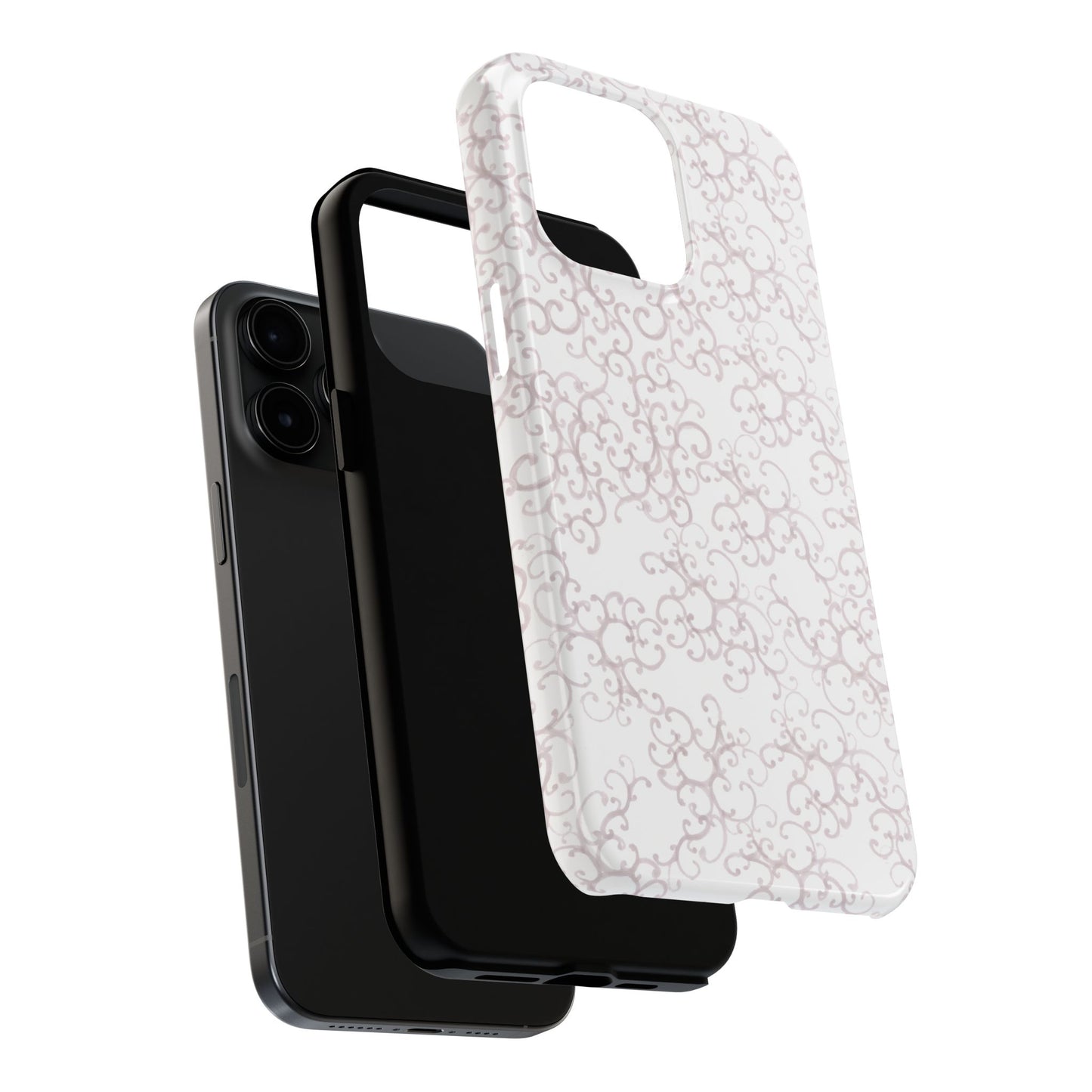 Scrollie White / Silver Phone Case