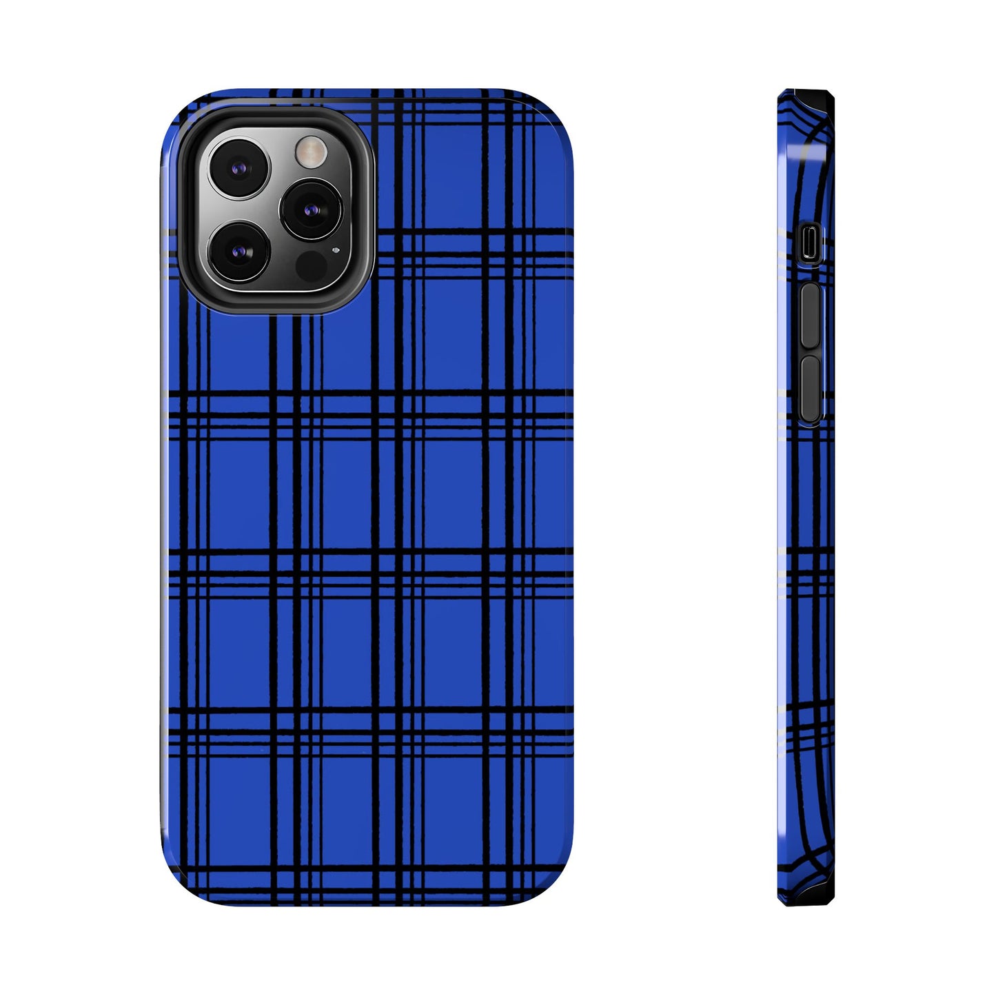Glad Plaid Blue / Black Phone Case
