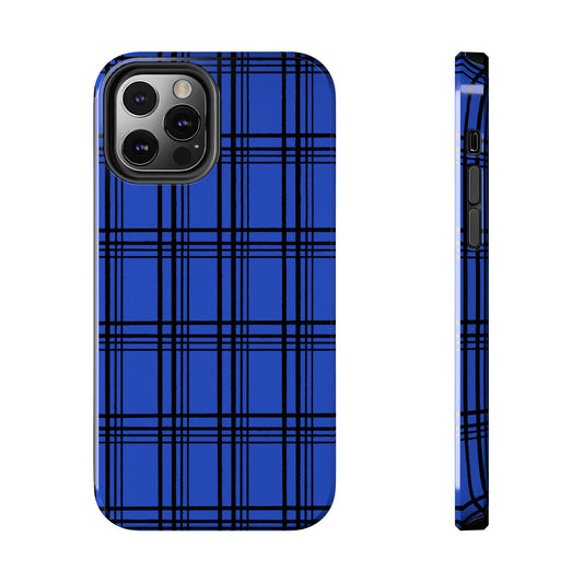 Glad Plaid Blue / Black Phone Case