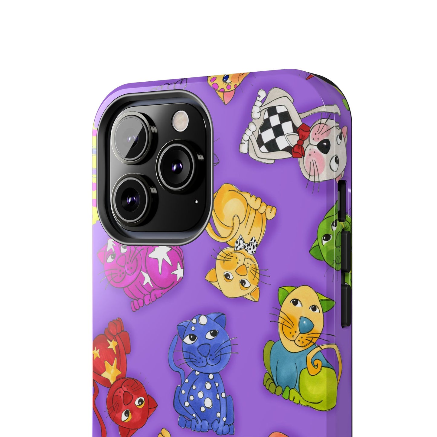Tossed Happy Cats Purple Phone Case