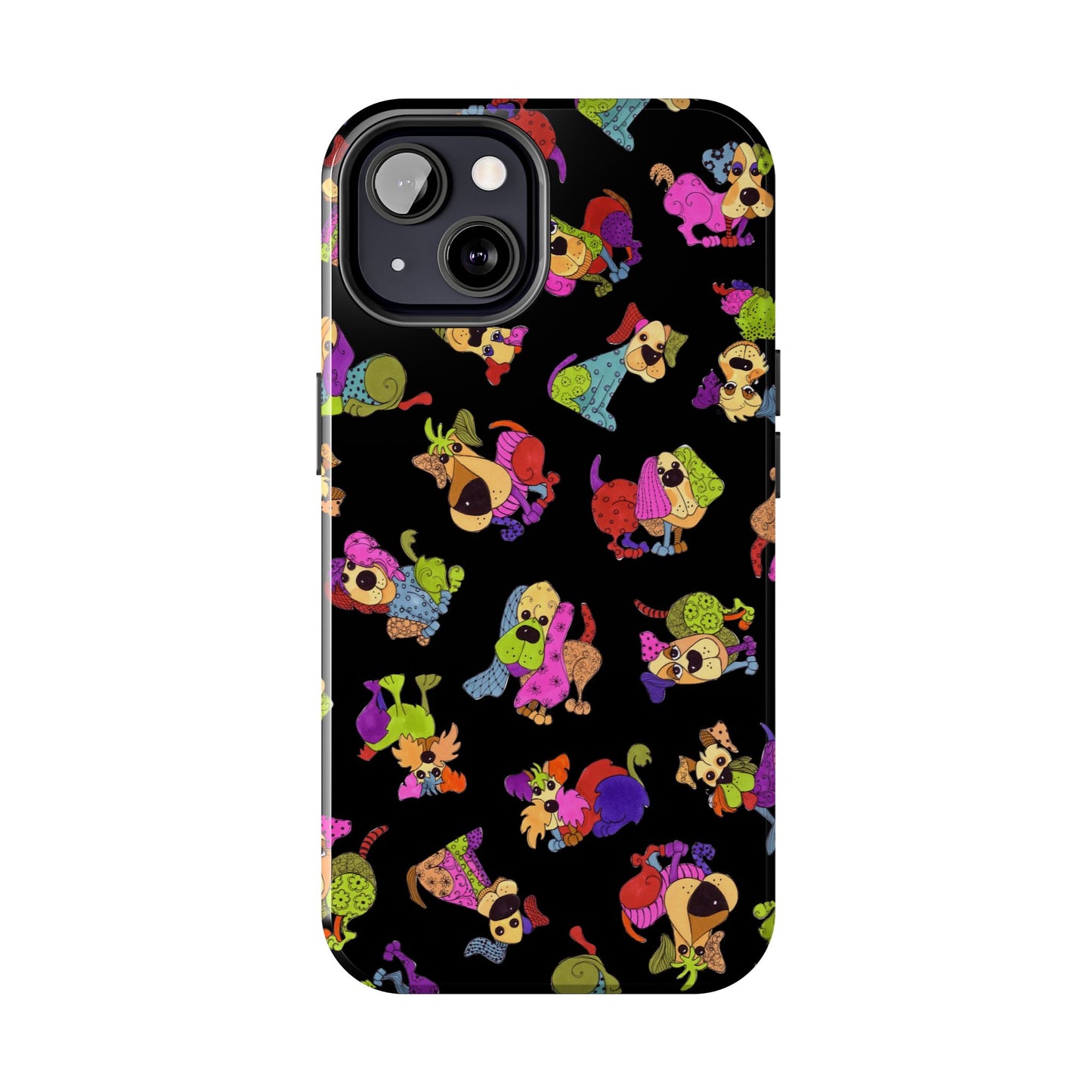 Tossed Happy Dogs Black Phone Case
