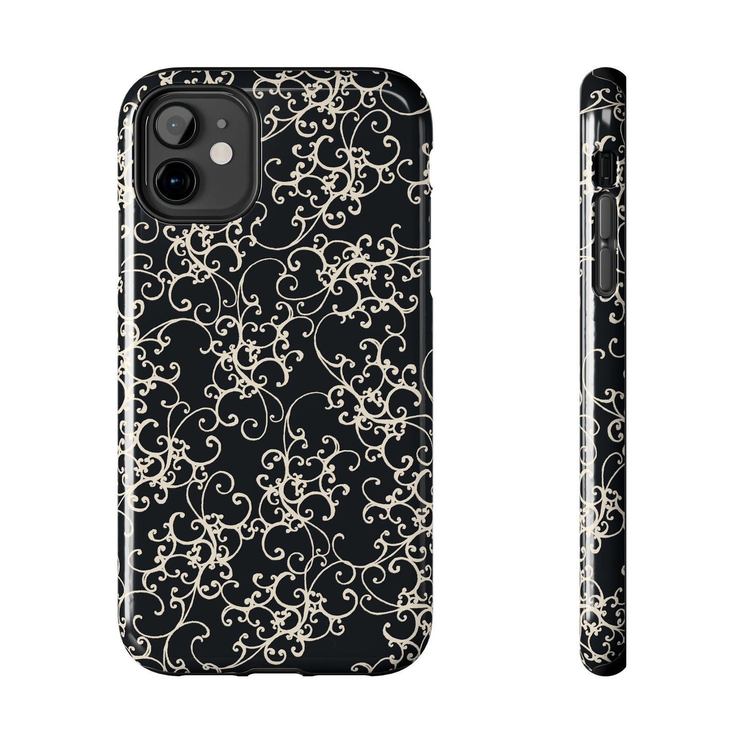 Elegant Scroll Black / Ivory Phone Case
