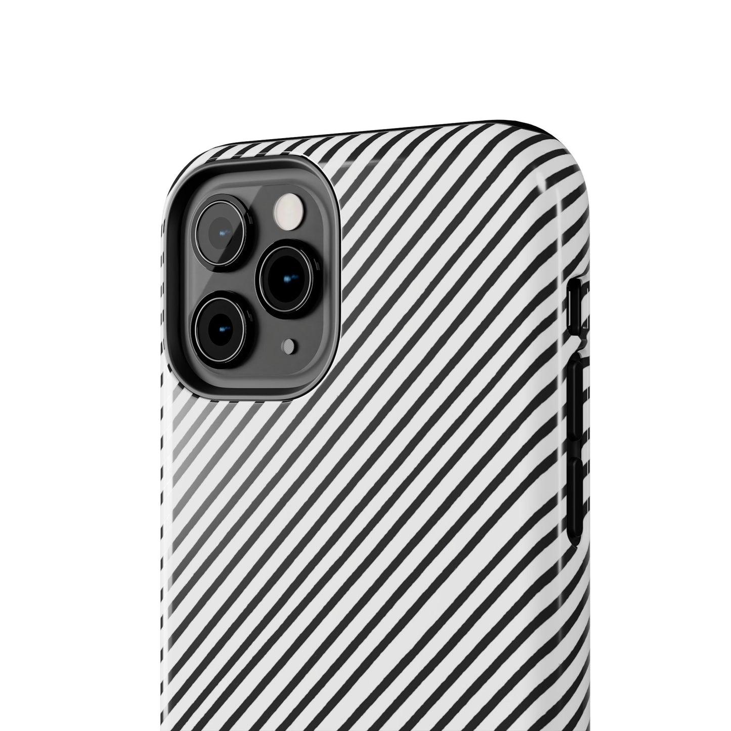 Diagonal Stripe White / Black Phone Case