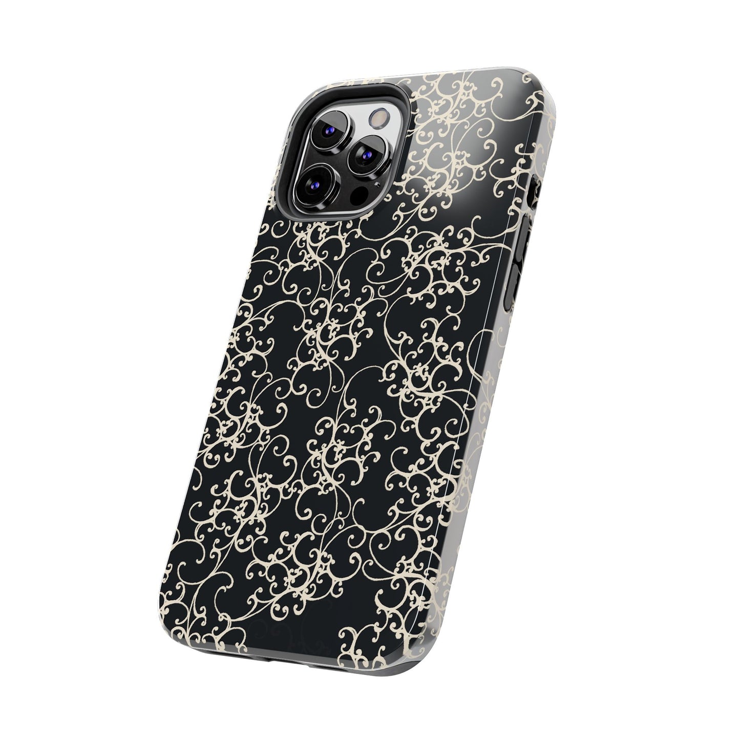Elegant Scroll Black / Ivory Phone Case