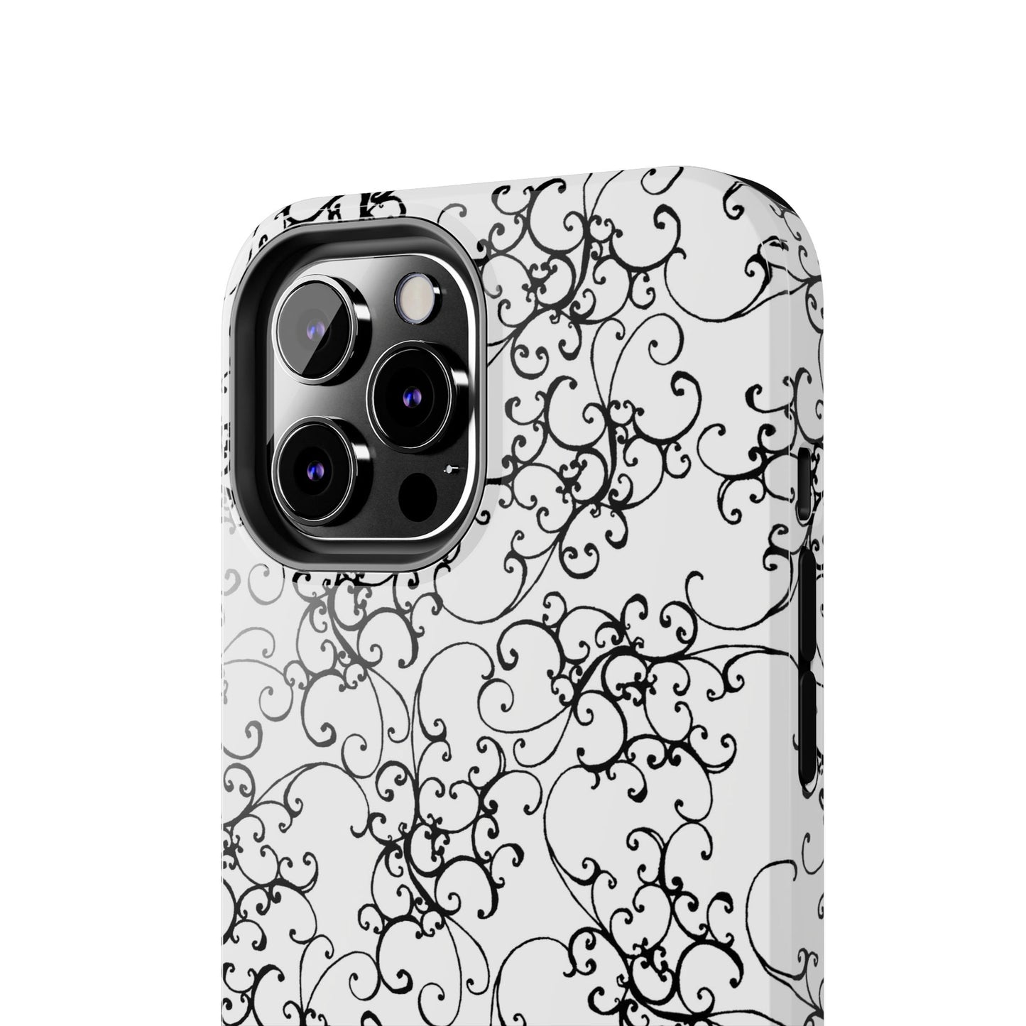 Elegant Scroll White / Black Phone Case