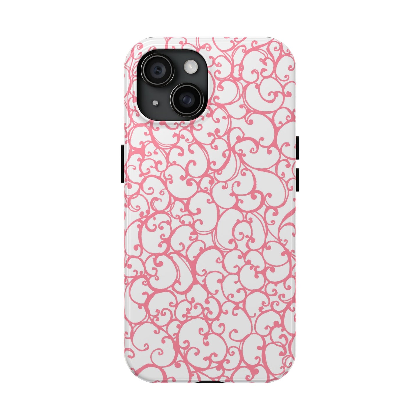 Scrollie White / Pink Phone Case