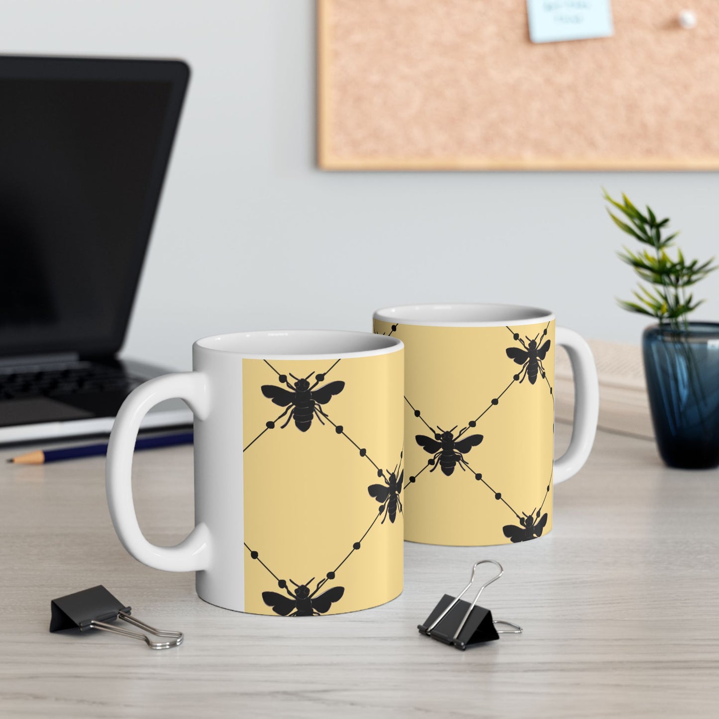 Beaded Bees Yellow Cup