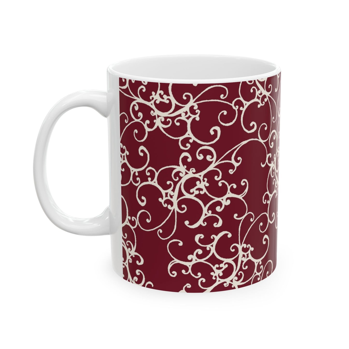 Elegant Scroll Red / Ivory Cup