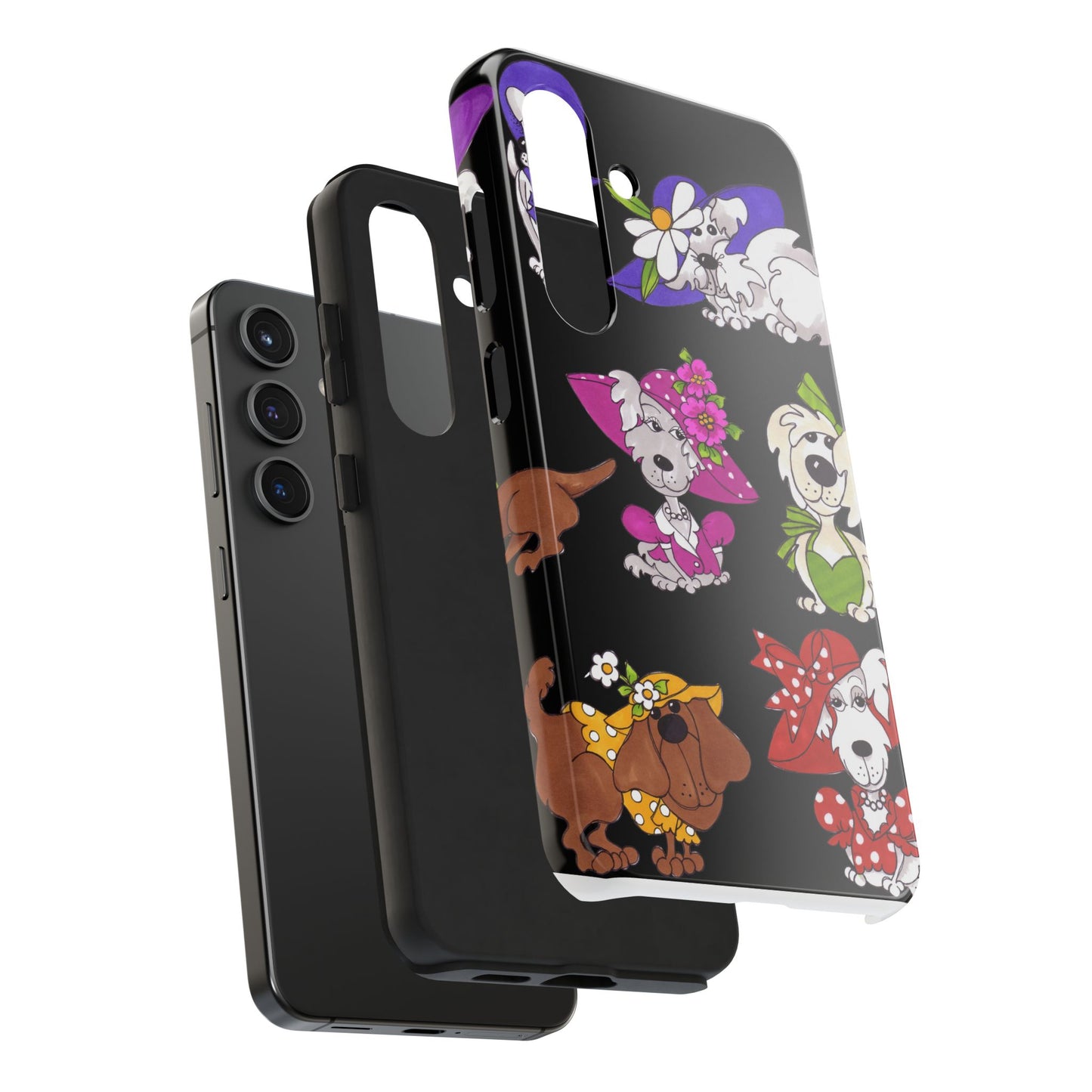 Fancy Dog Line Up Black Phone Case