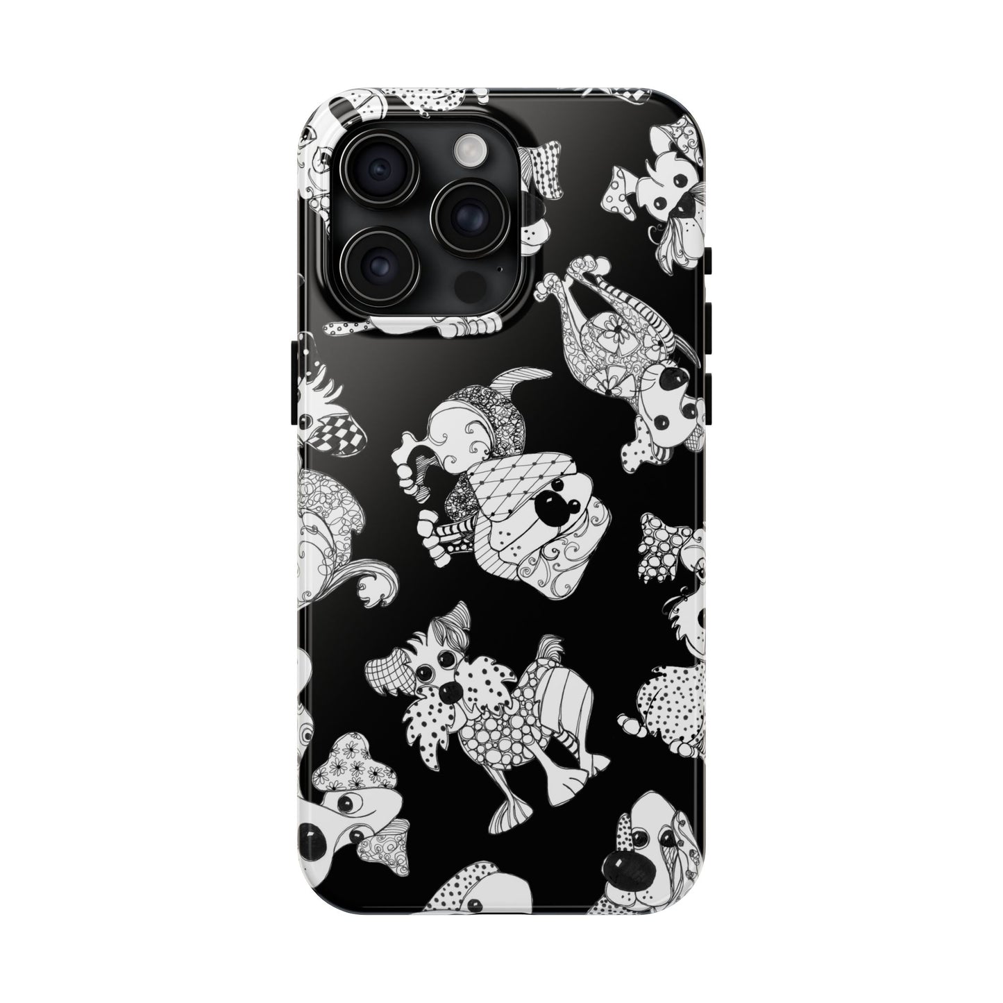 Doodle Dogs Black Phone Case