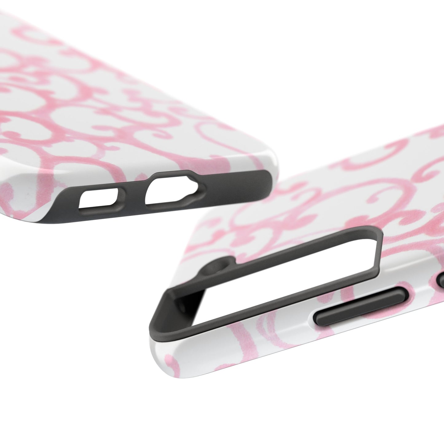 Scrollie White / Pink Phone Case
