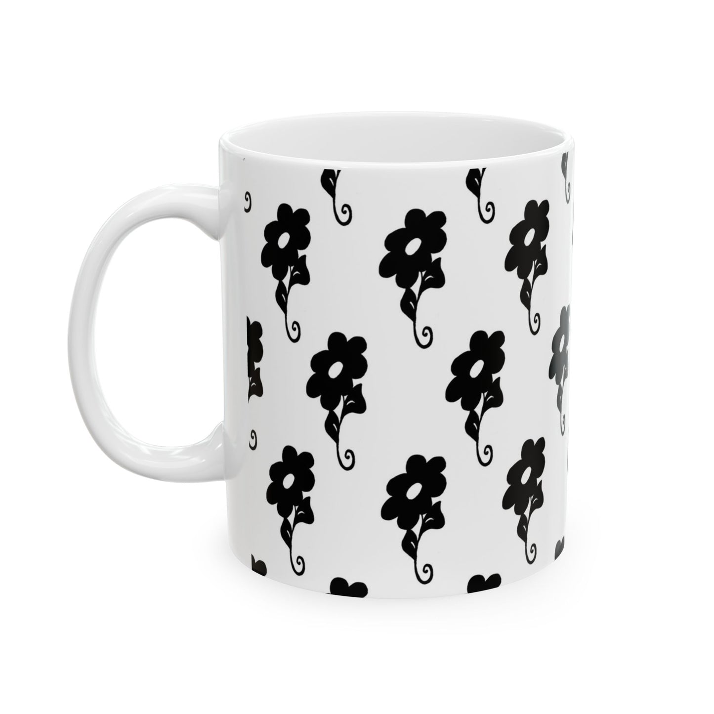 Flowers White / Black Cup