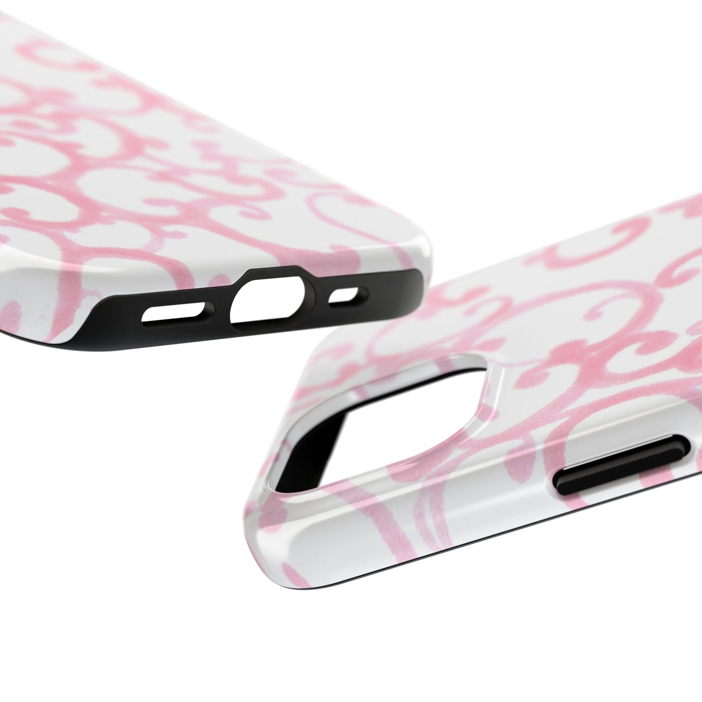 Scrollie White / Pink Phone Case