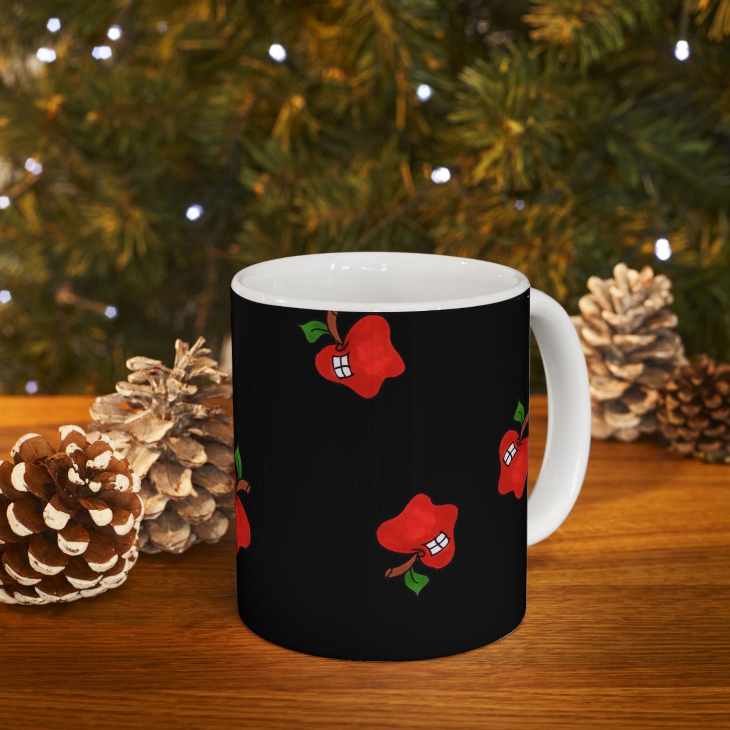 Flying Apples Black Cup