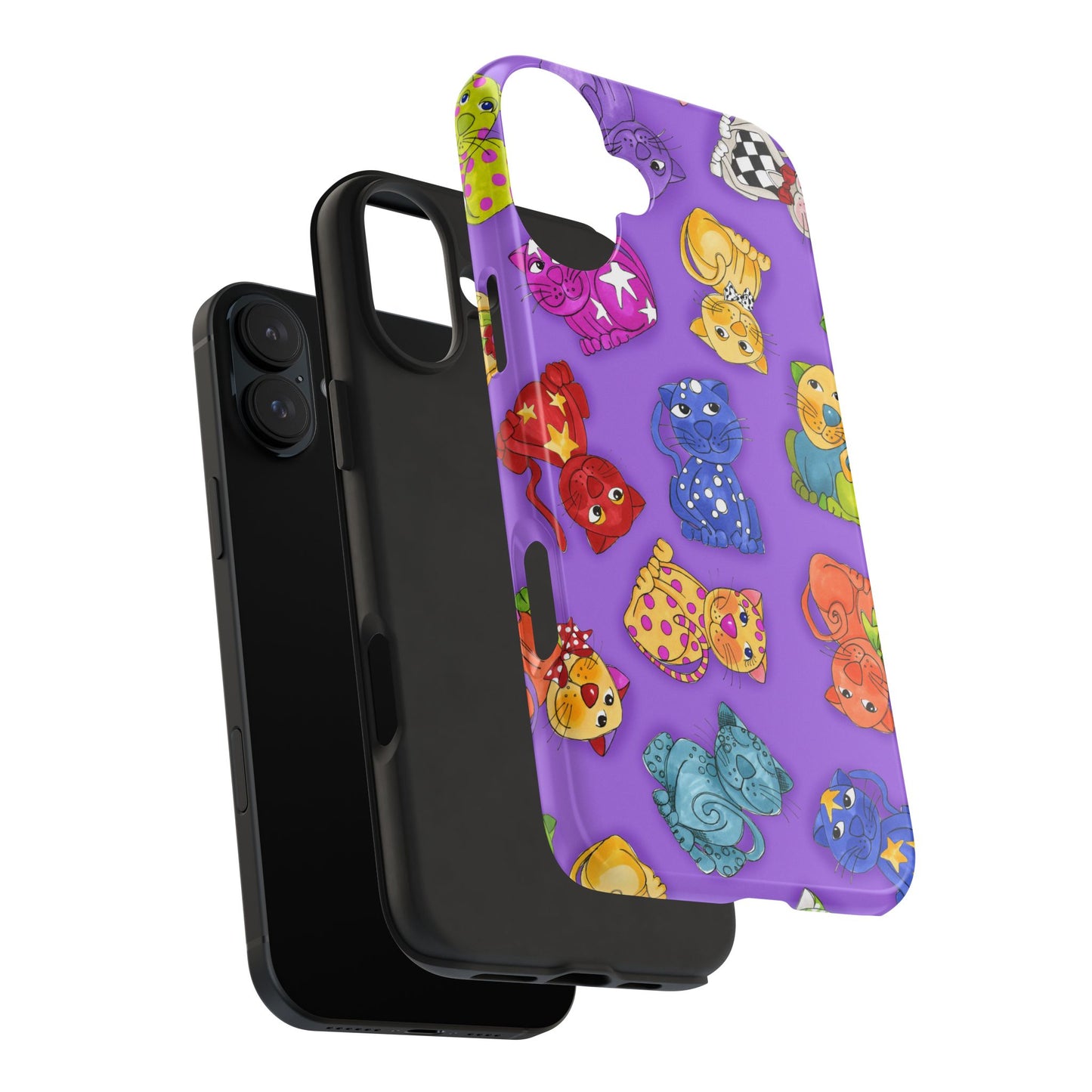 Tossed Happy Cats Purple Phone Case