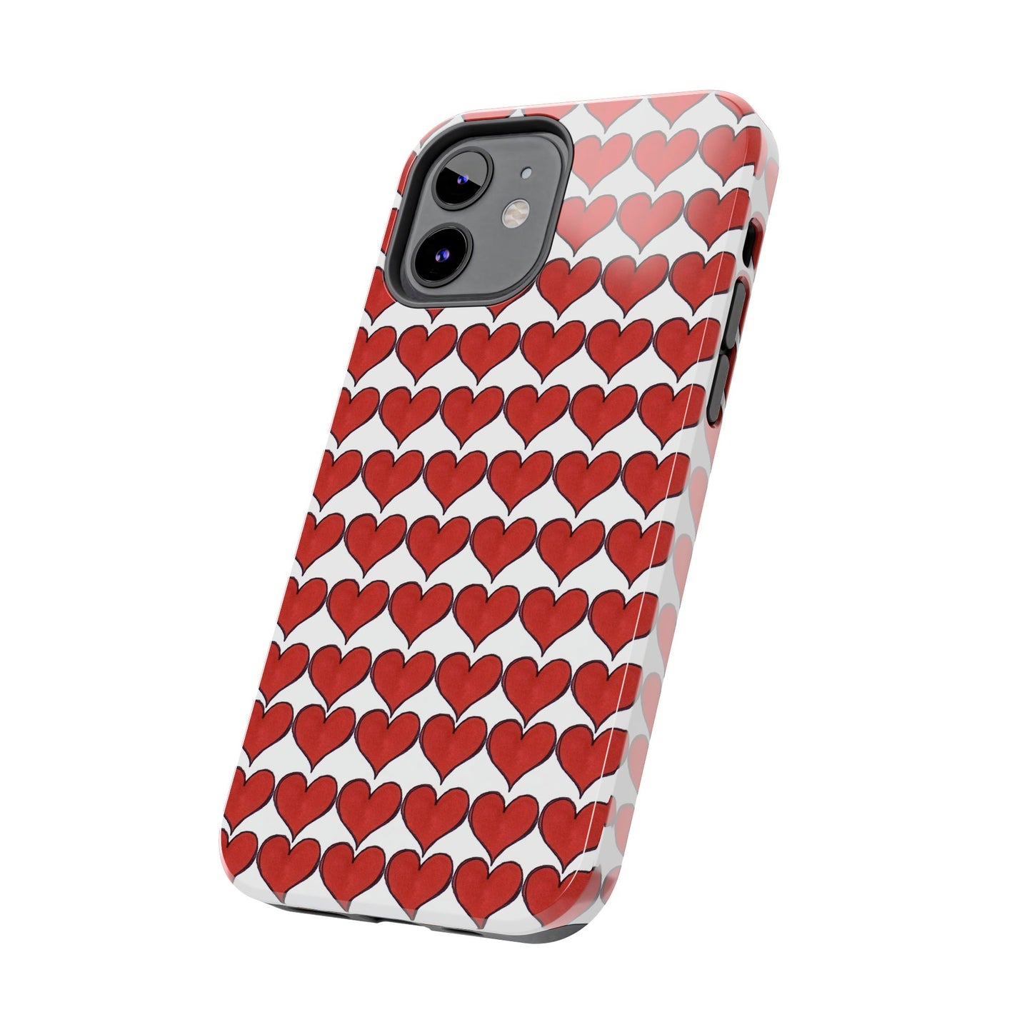 Heartbeats White / Red Phone Case