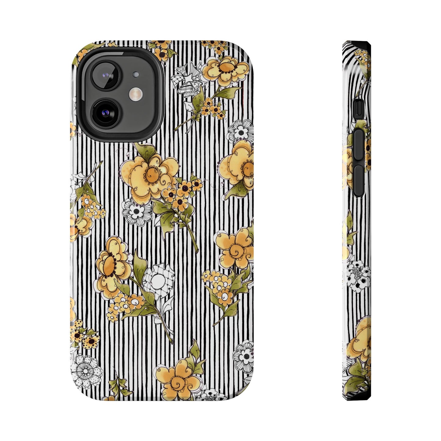 Bee Floral White / Black Phone Case