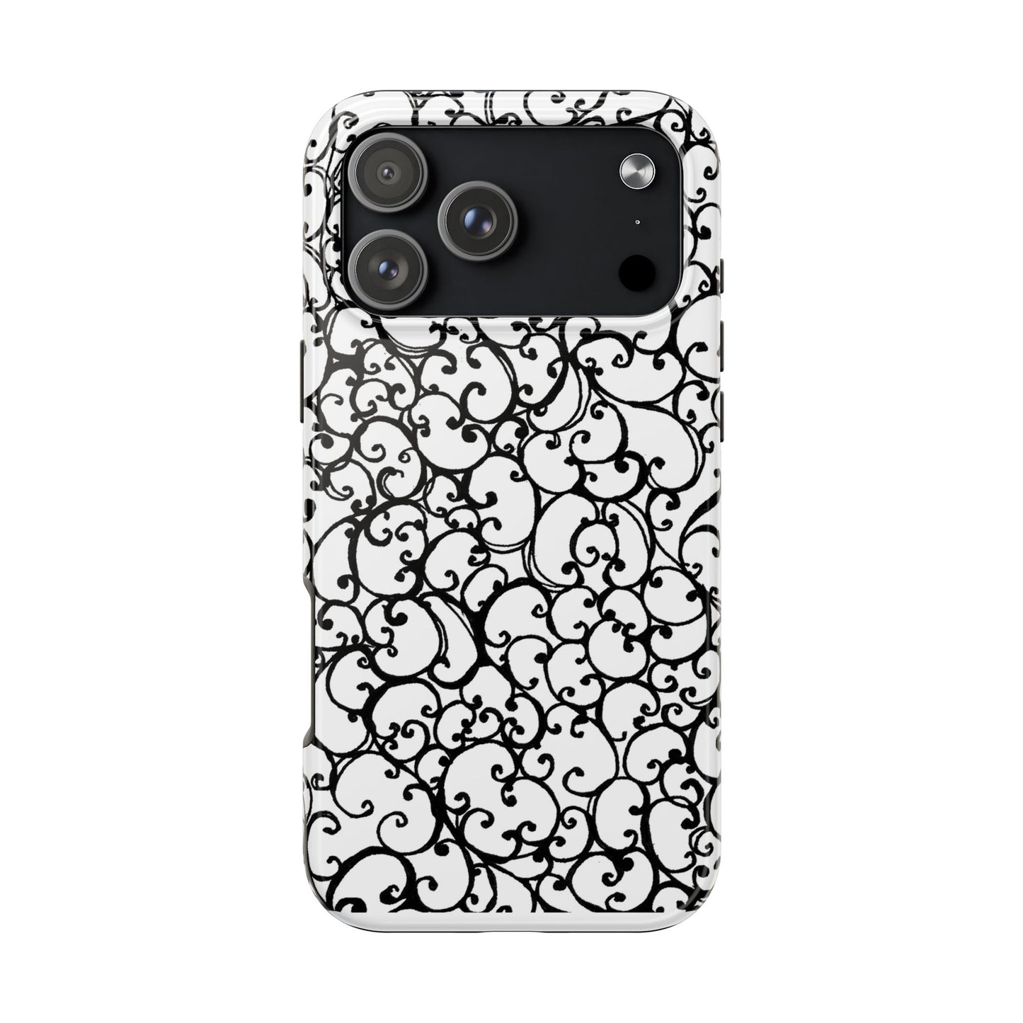Scrollie White / Black Phone Case