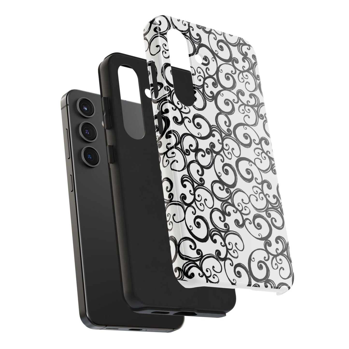 Curls White / Black Phone Case