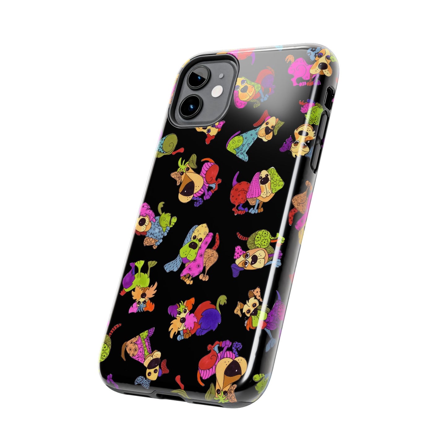 Tossed Happy Dogs Black Phone Case