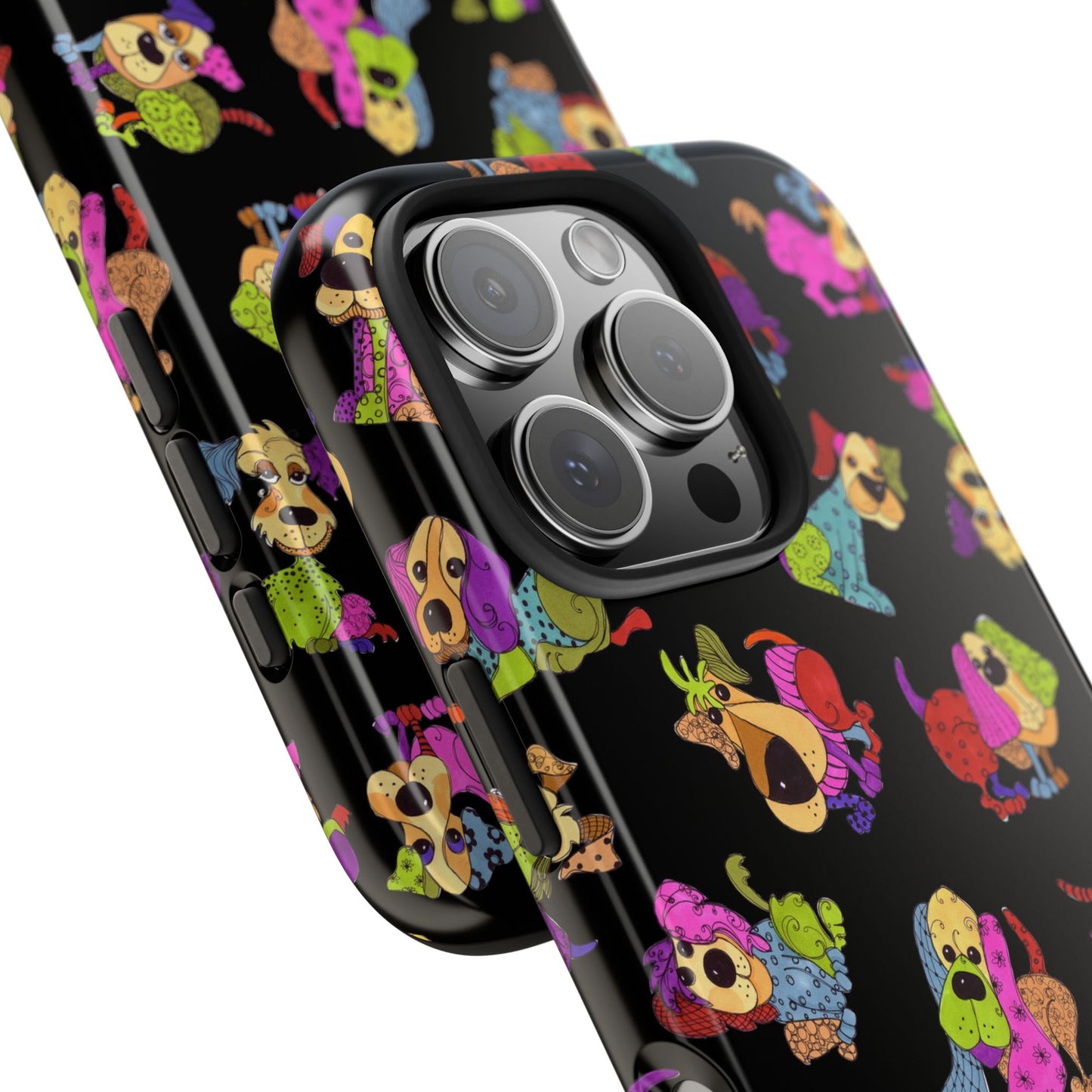 Tossed Happy Dogs Black Phone Case