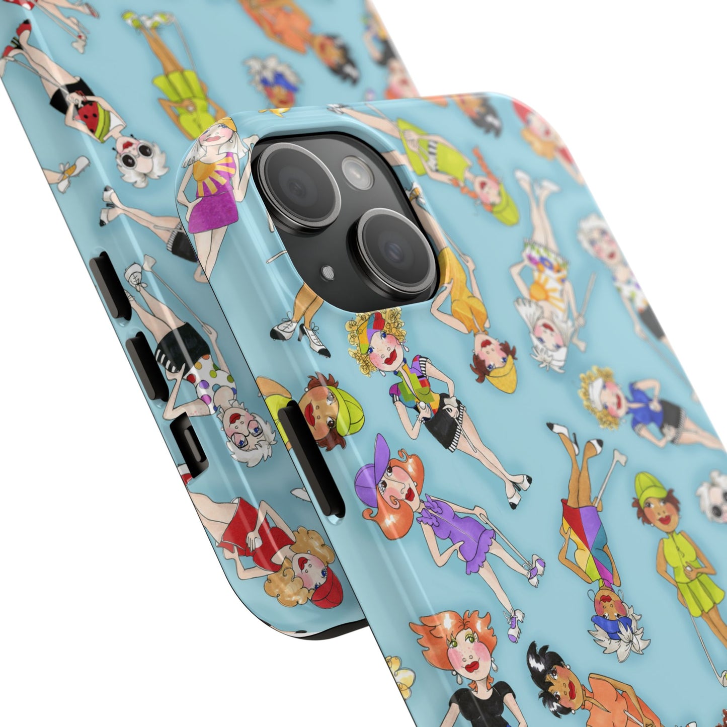 Tossed Golfer Girls Turquoise Phone Case