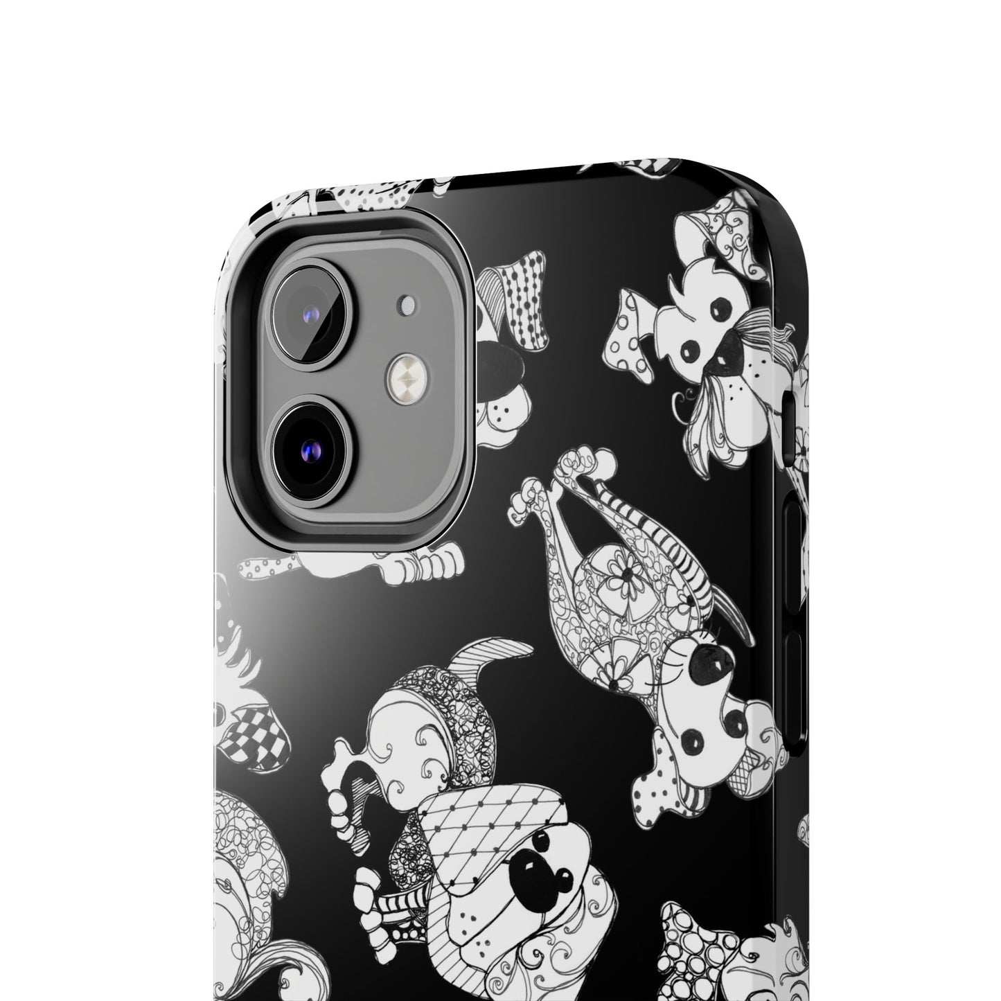 Doodle Dogs Black Phone Case