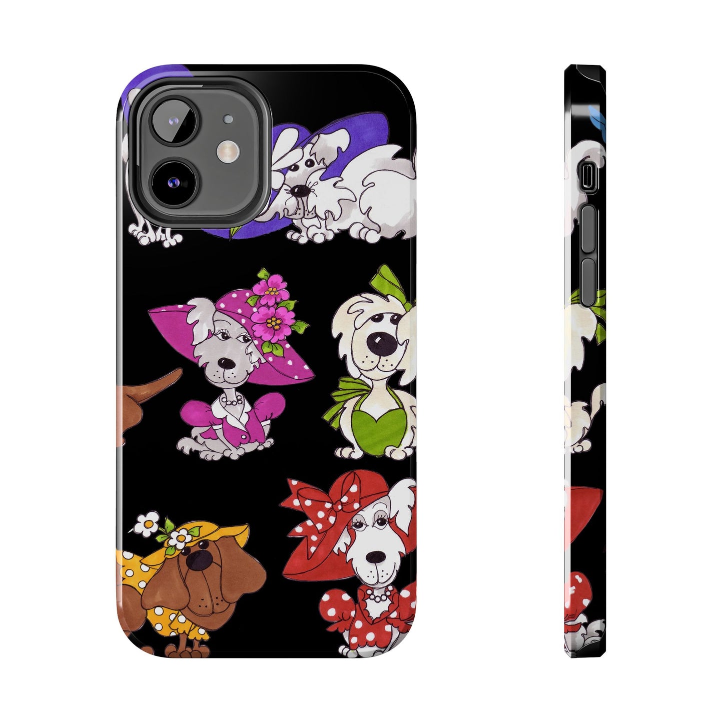 Fancy Dog Line Up Black Phone Case