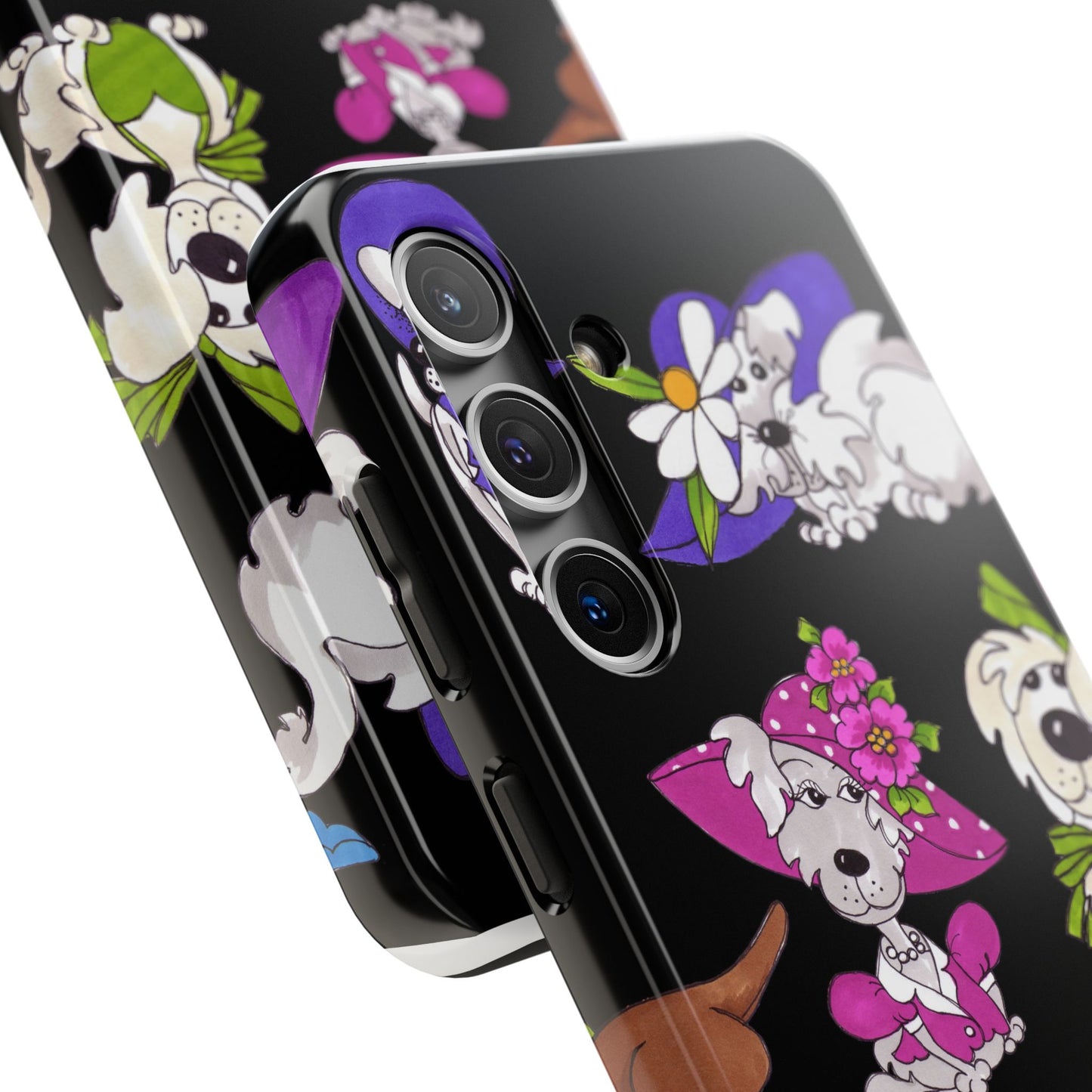 Fancy Dog Line Up Black Phone Case