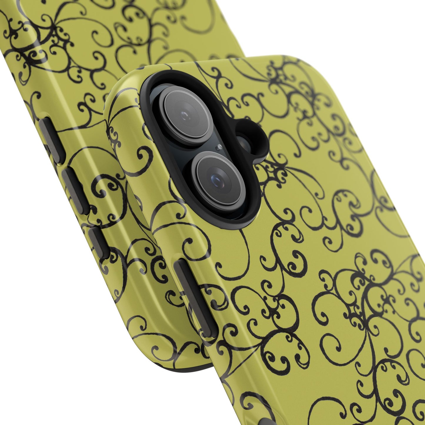 Elegant Scroll Green / Black Phone Case