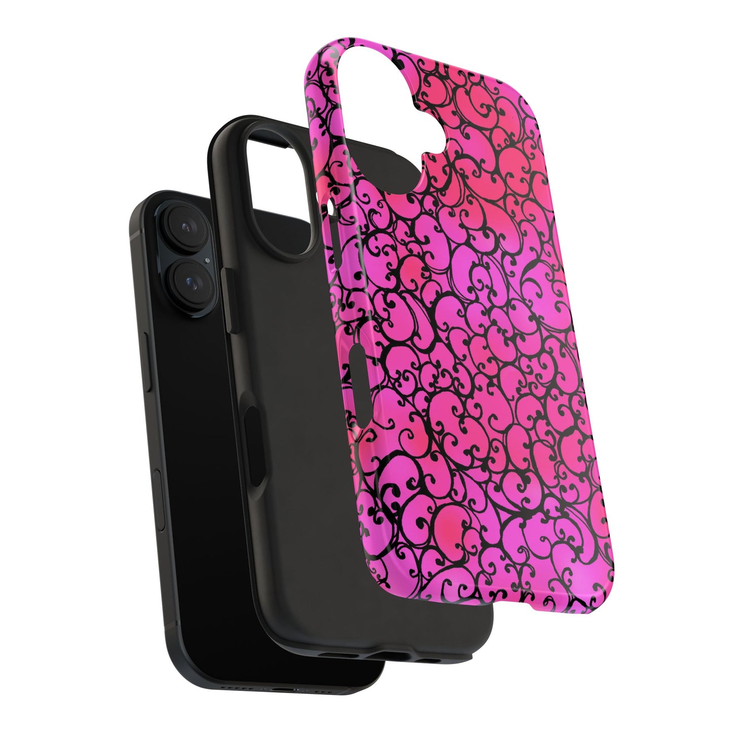 Scrollie Cerise / Black Phone Case