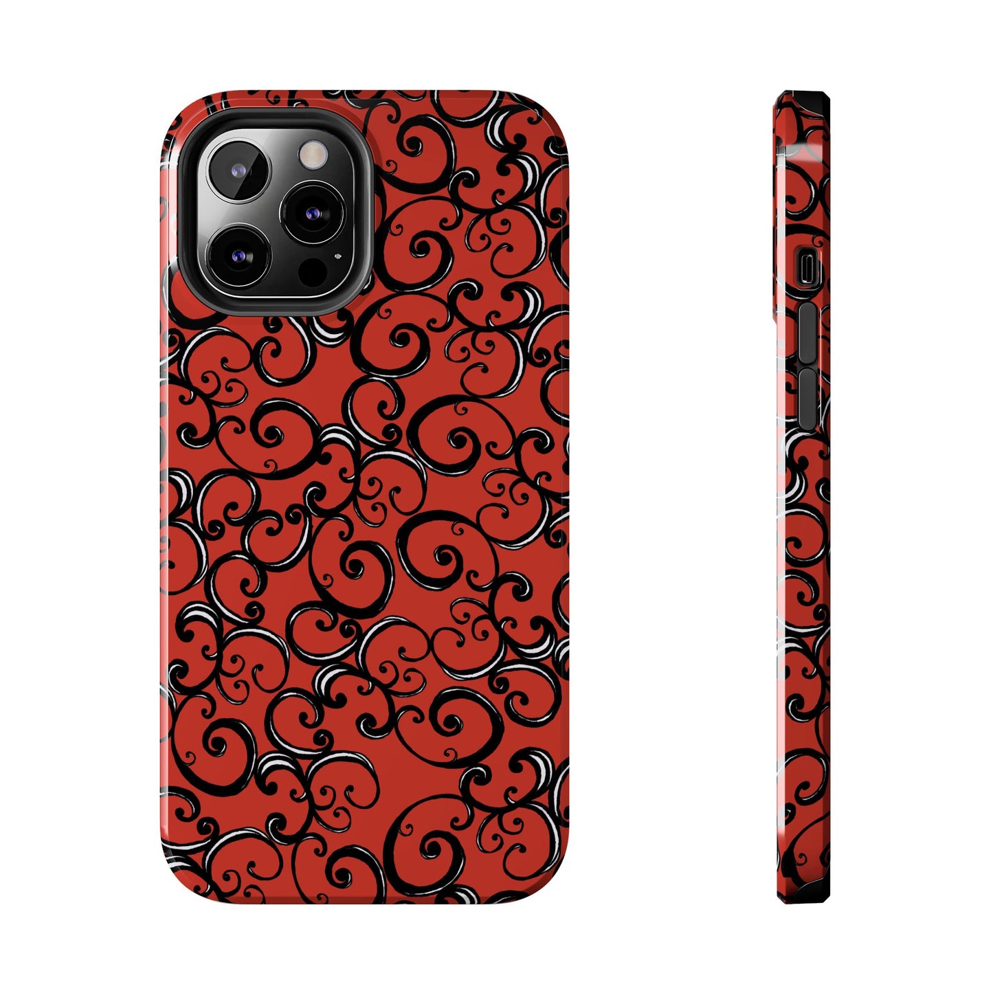 Curls Red / Black Phone Case