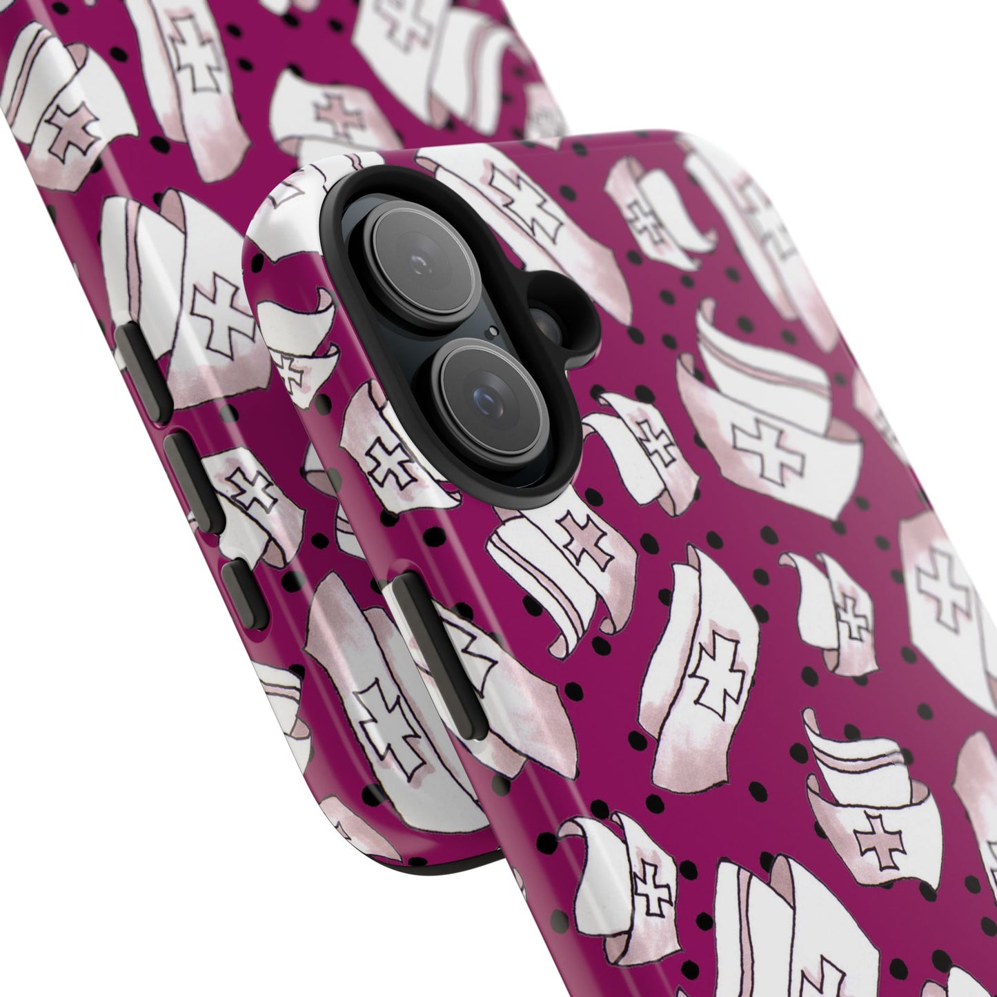 Med Hats Burgundy / Black Phone Case