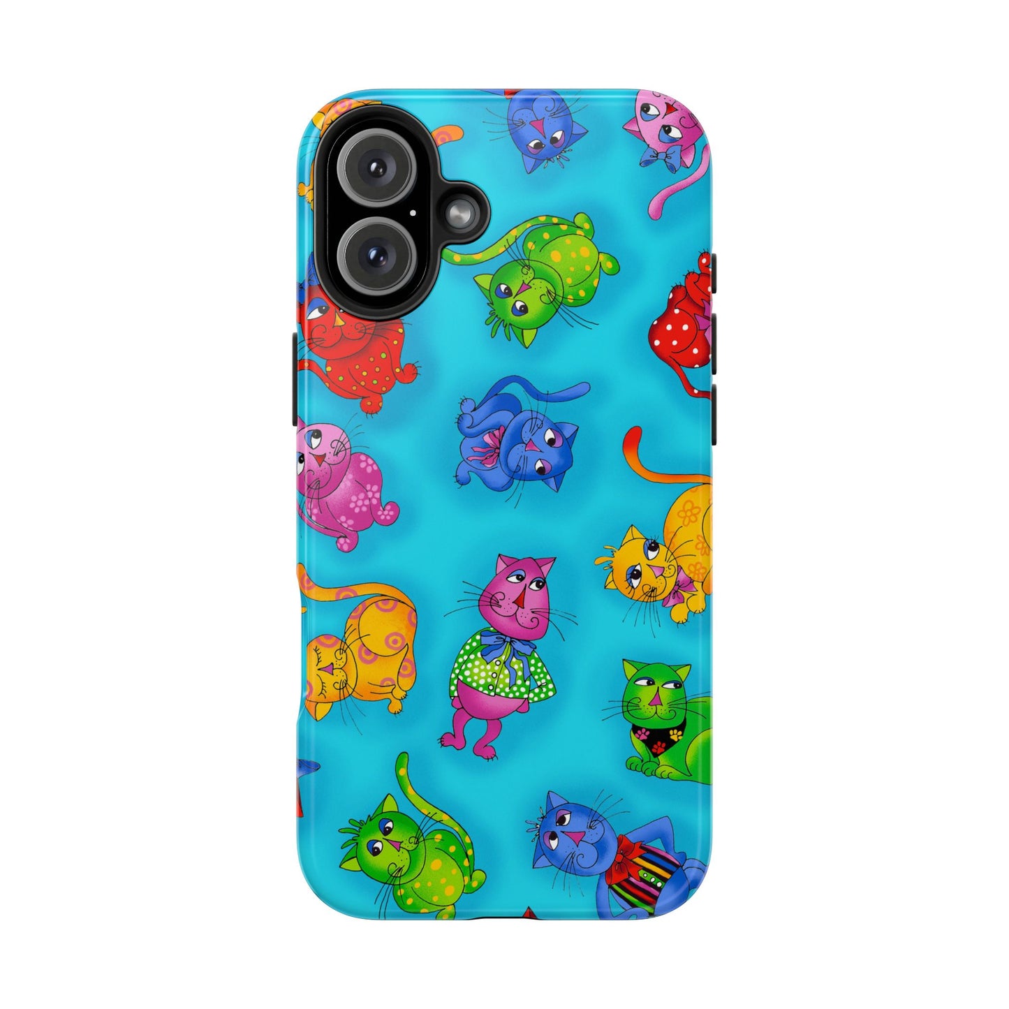 Tossed Cool Cats Turquoise Phone Case