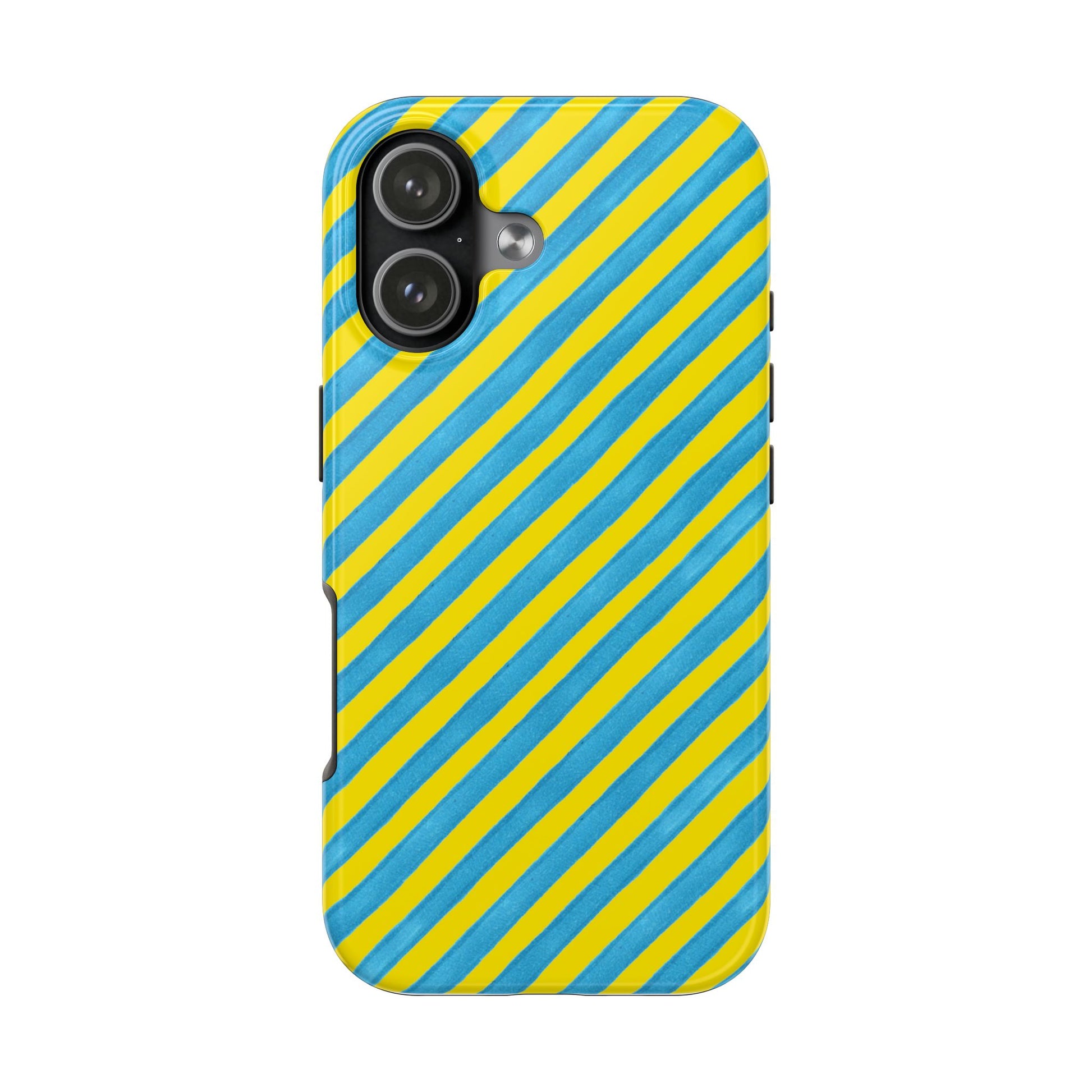 Bias Stripe Turquoise / Yellow Phone Case - iPhone 12 Mini Bias Stripe Turquoise / Yellow Phone Case - iPhone 12 Mini