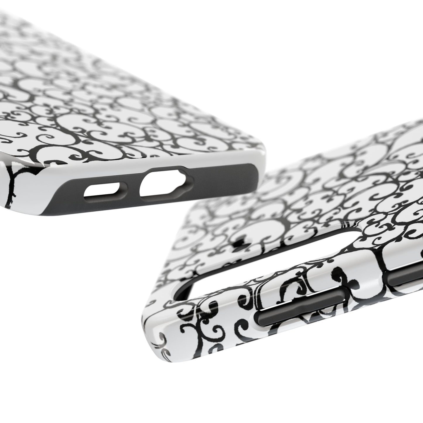 Scrollie White / Black Phone Case