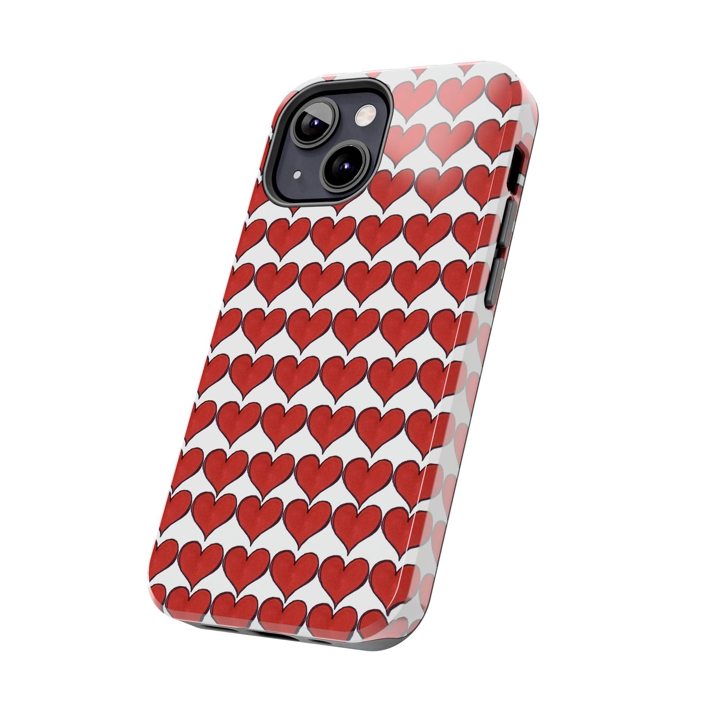 Heartbeats White / Red Phone Case