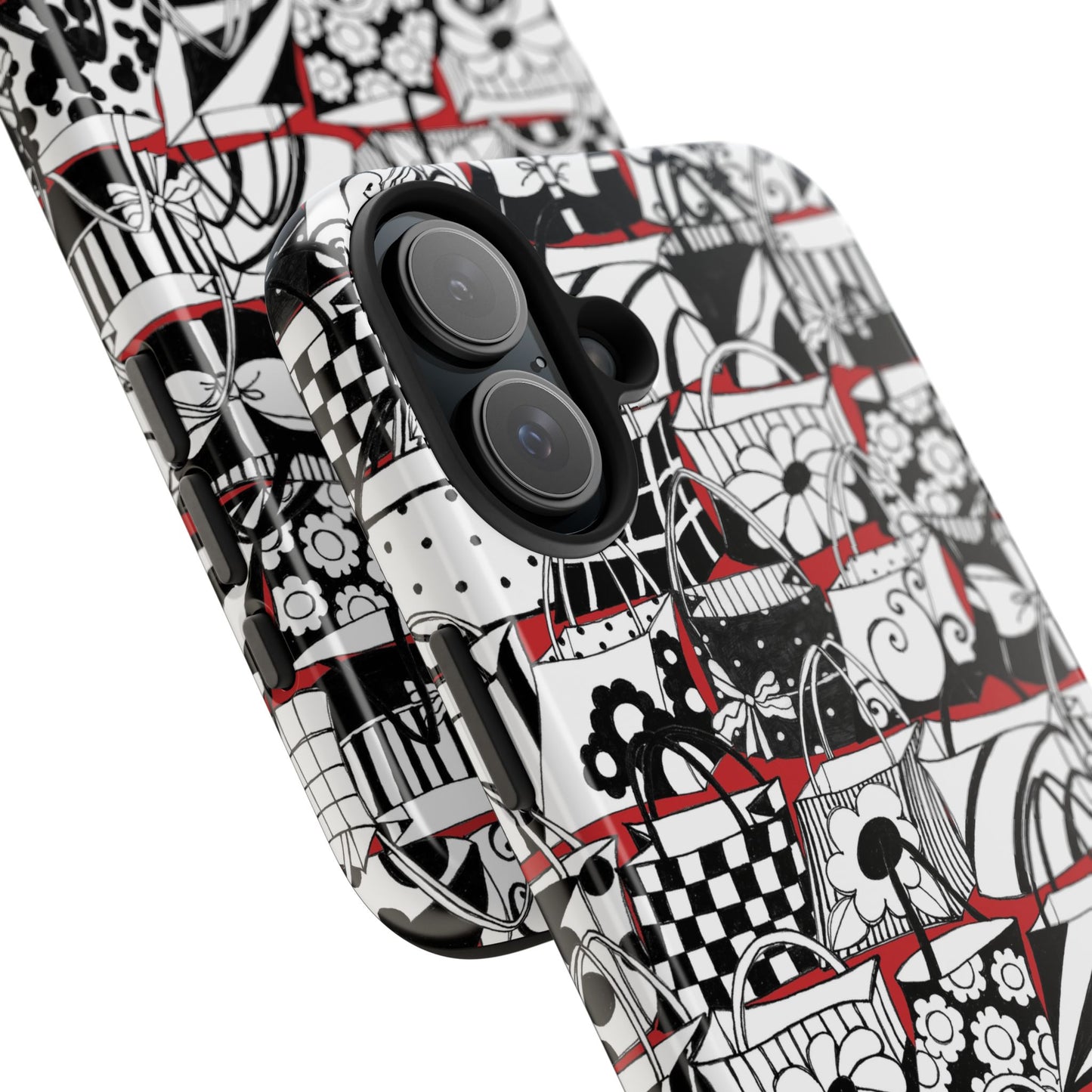 Totally Black, White & Red Phone Case