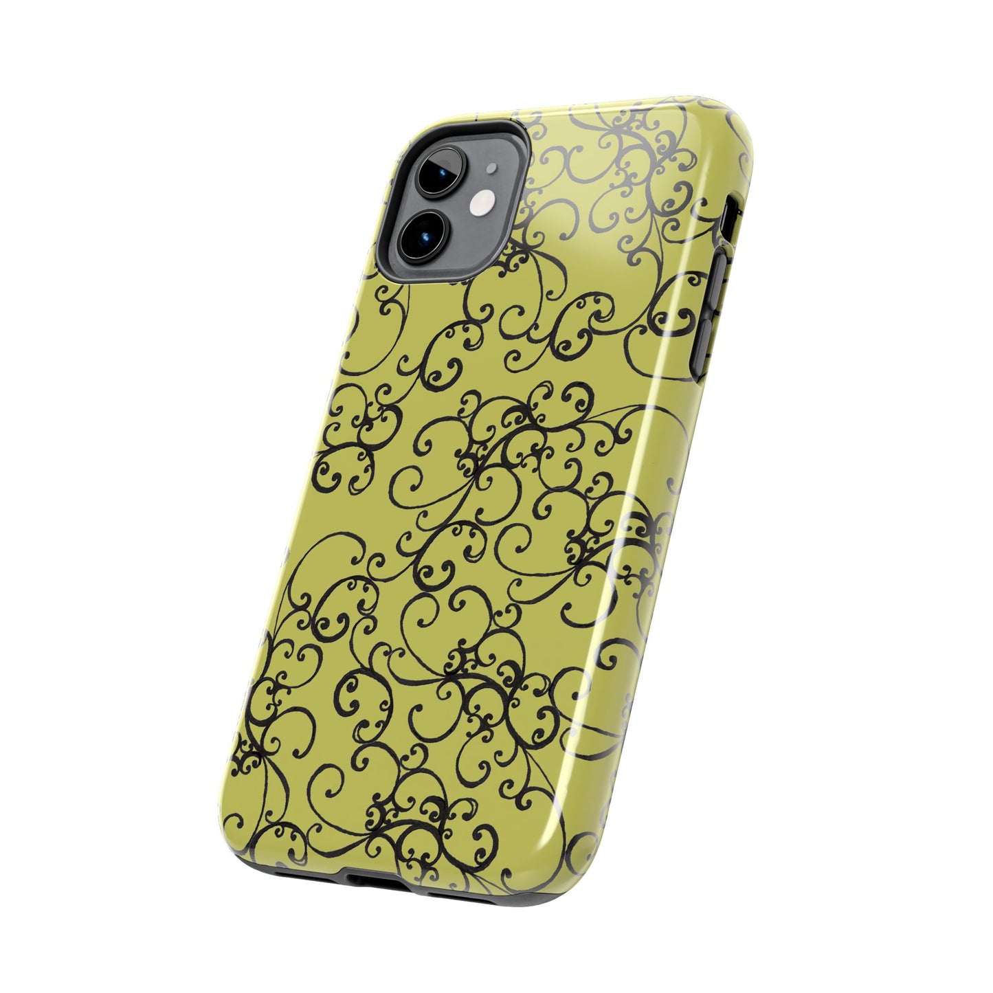 Elegant Scroll Green / Black Phone Case