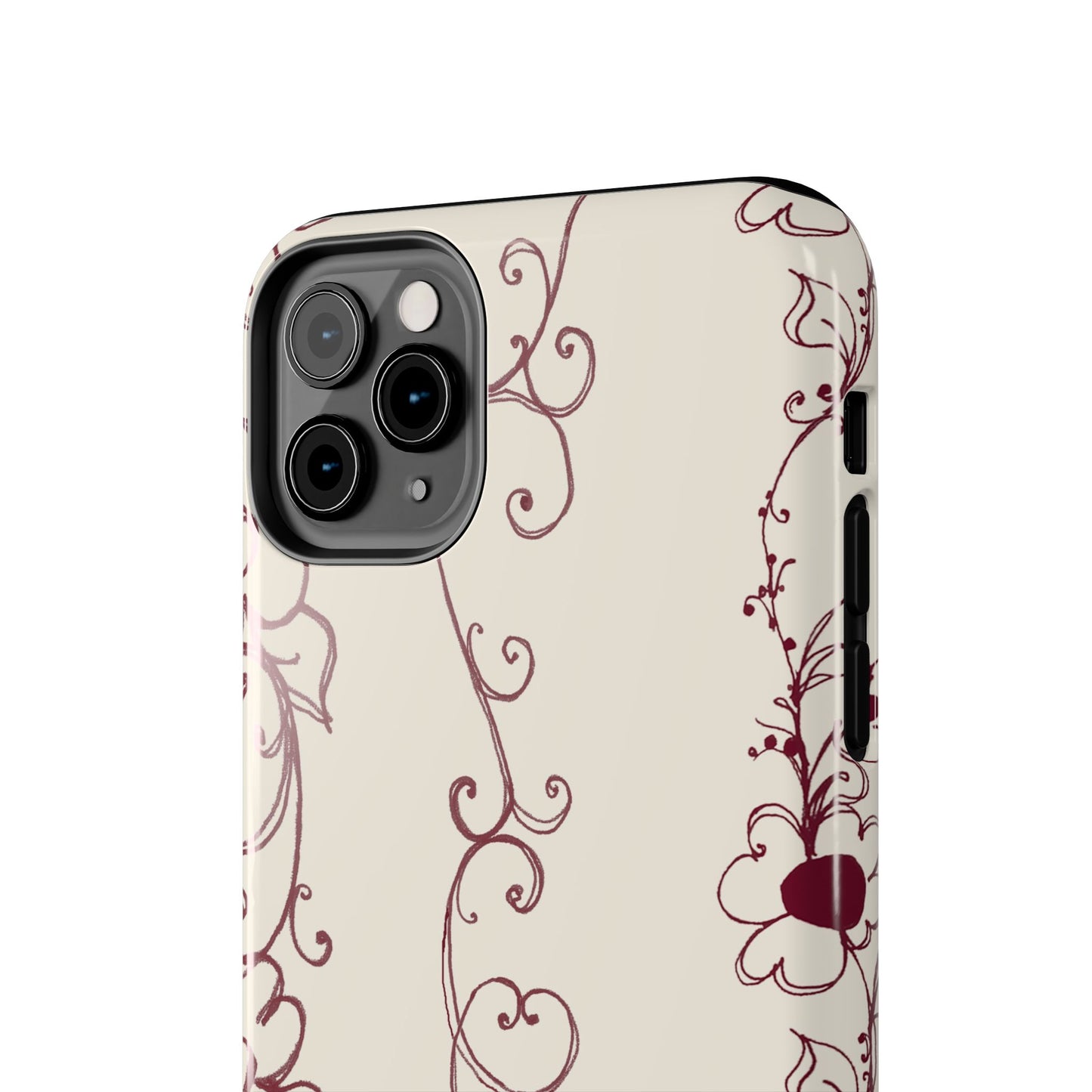 Scroll Flower Stripe Muslin / Red Phone Case