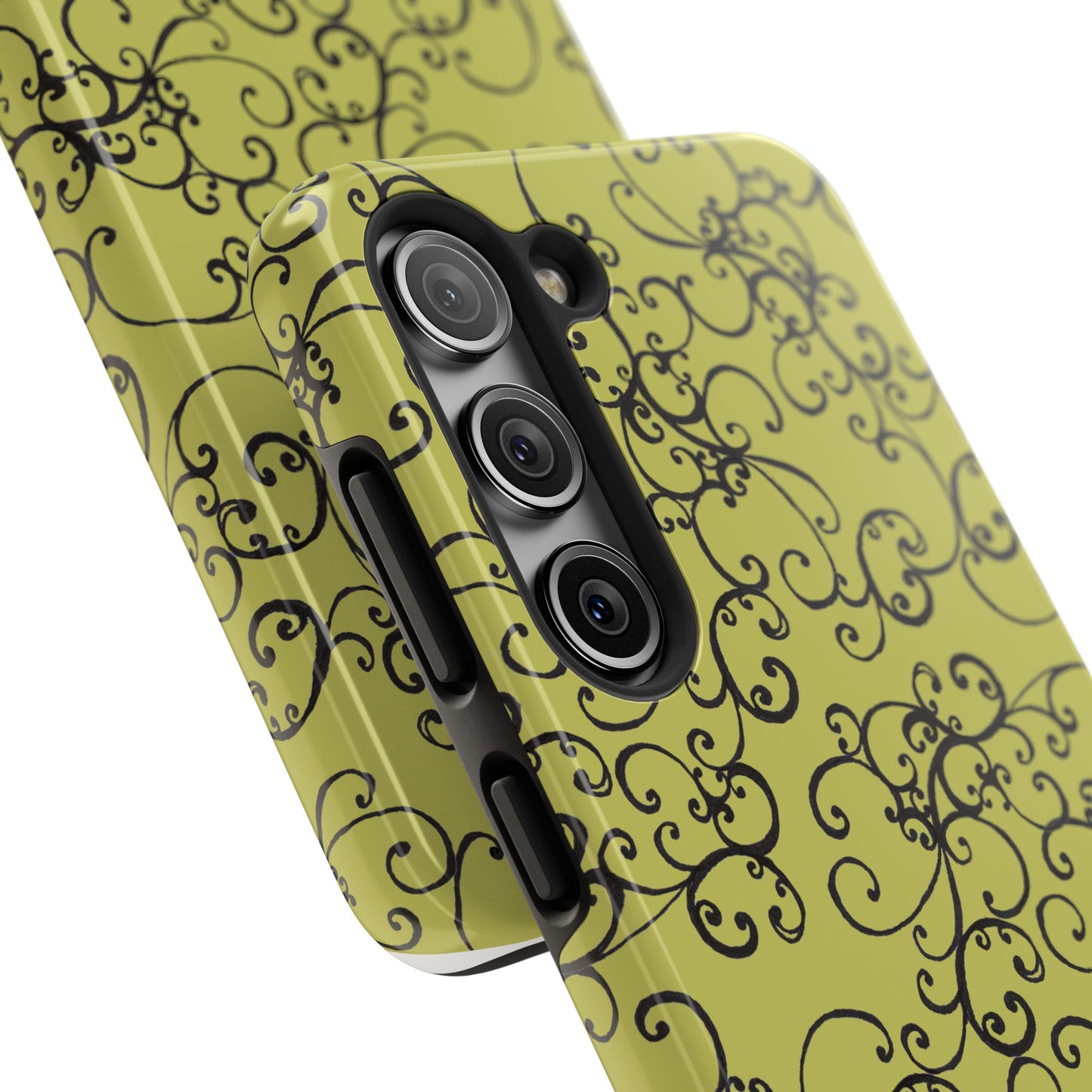 Elegant Scroll Green / Black Phone Case