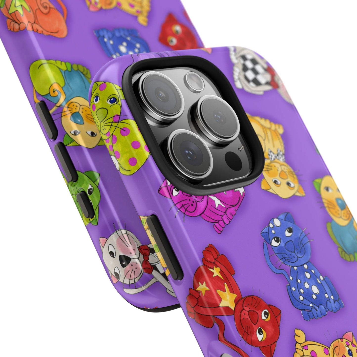 Tossed Happy Cats Purple Phone Case