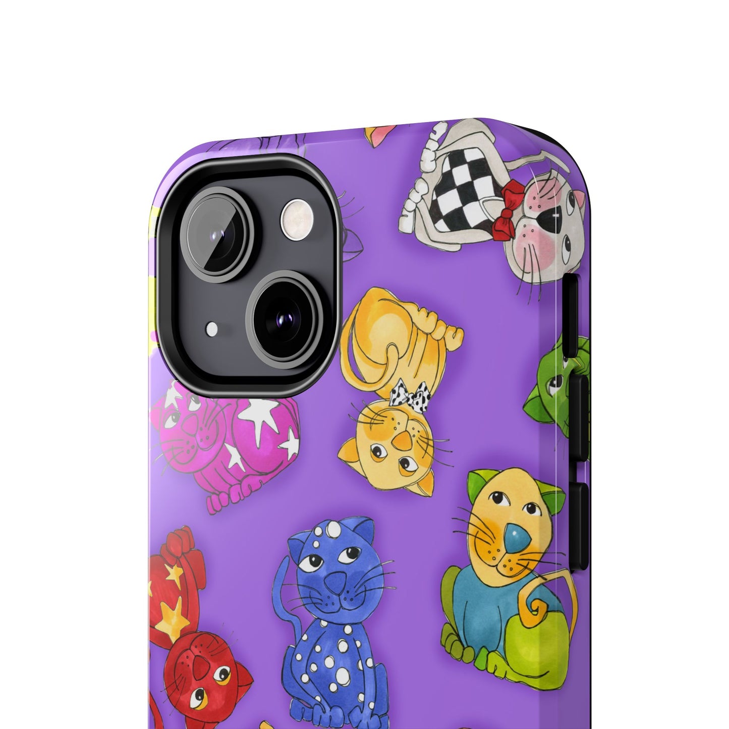 Tossed Happy Cats Purple Phone Case