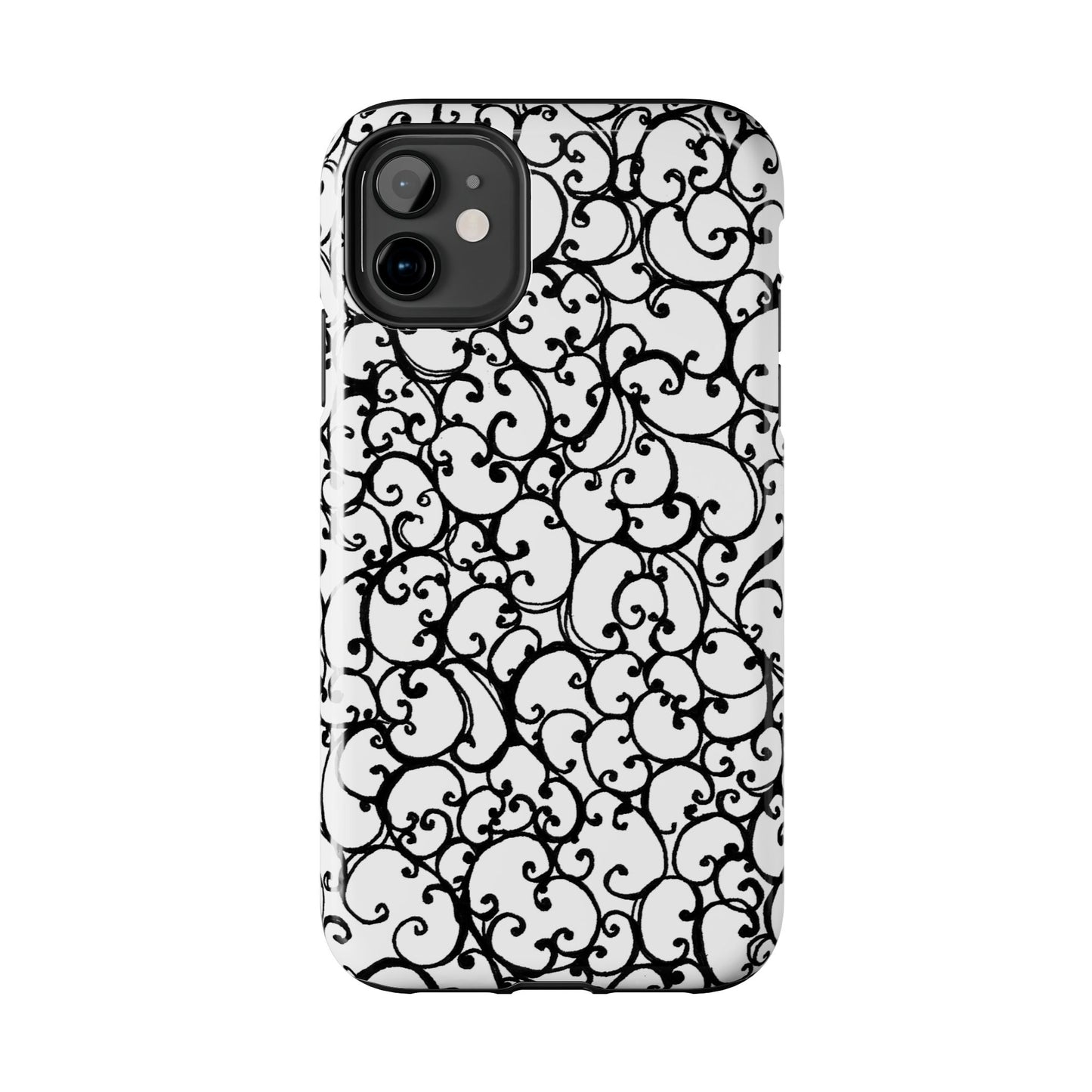 Scrollie White / Black Phone Case